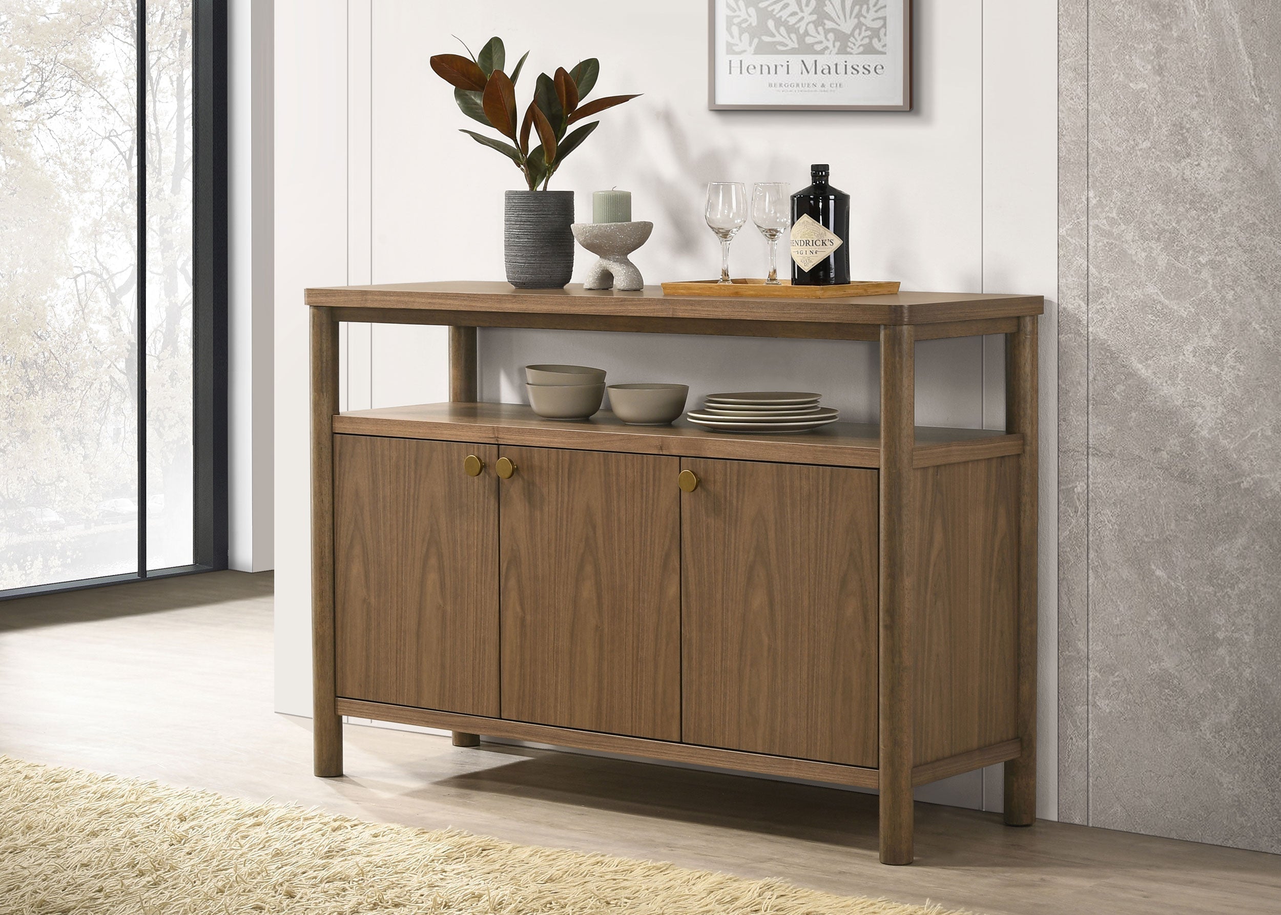 Crestmore 52-inch Dining Cabinet Sideboard Buffet Walnut