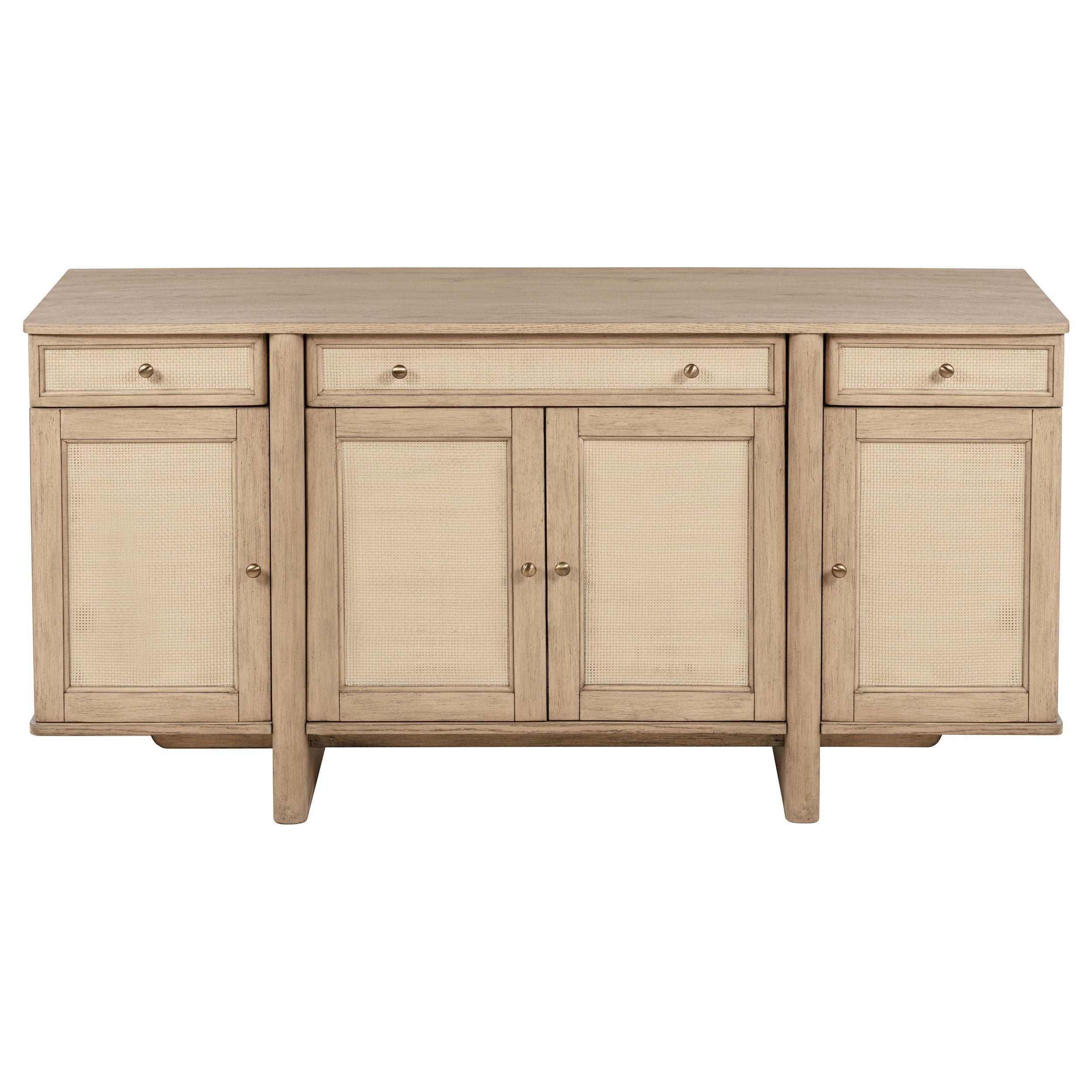 Kailani 4-door Cane Sideboard Buffet Cabinet Beige Oak