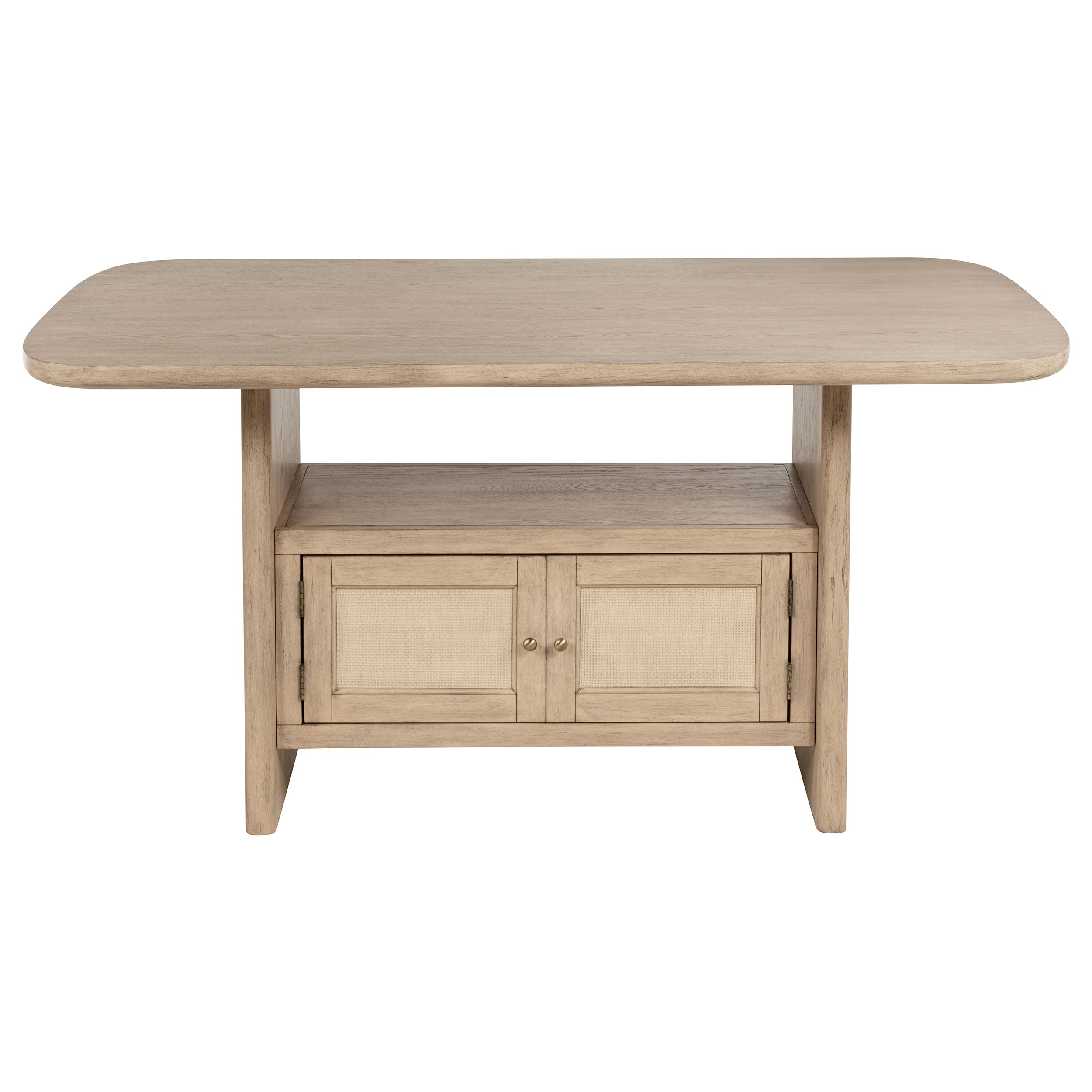 Kailani Cane Counter Height Storage Dining Table Beige Oak