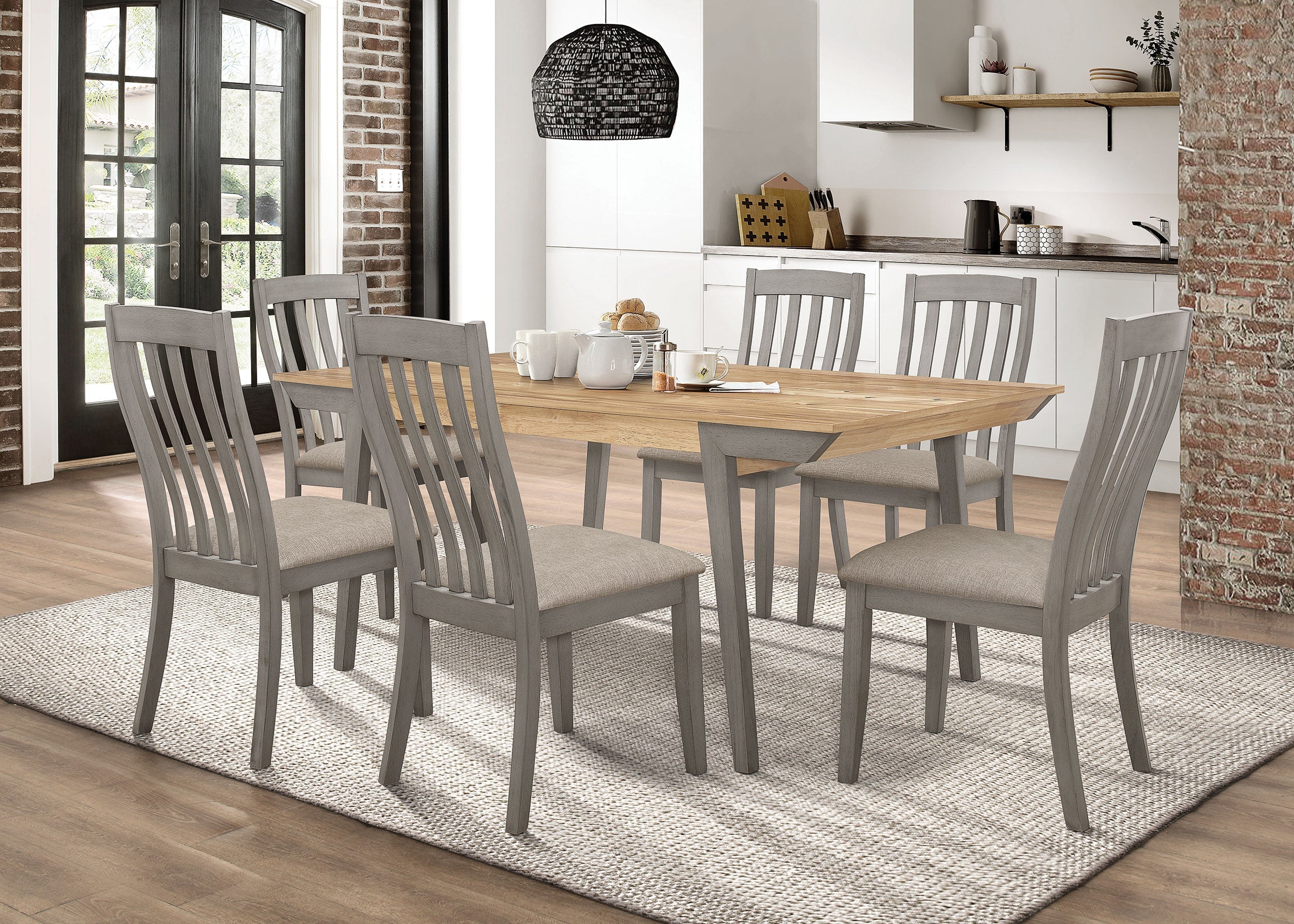 Nogales  Rectangle Dining Set Acacia and Coastal Grey