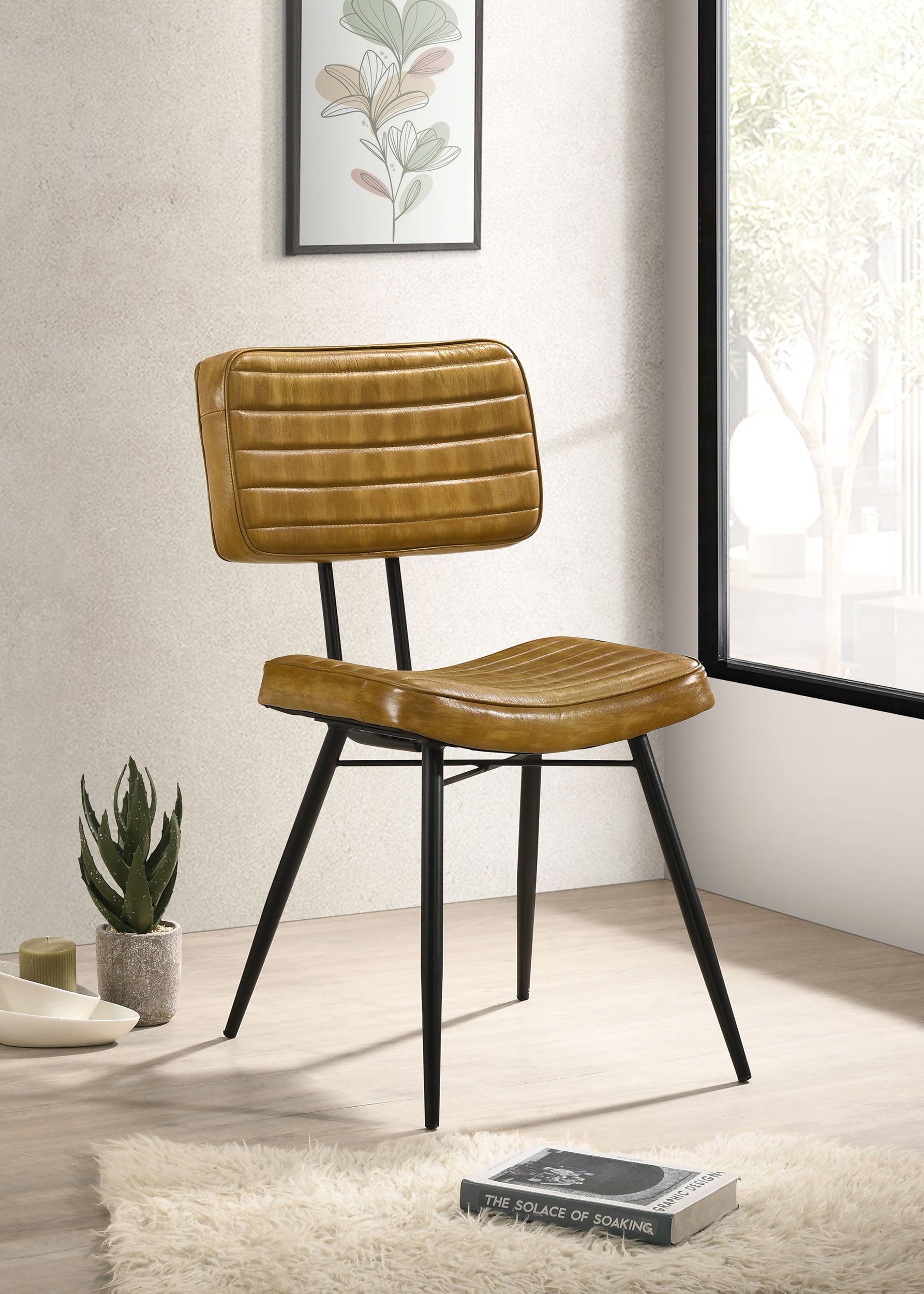 Misty Padded Side Chairs Camel and Black (Set of 2)