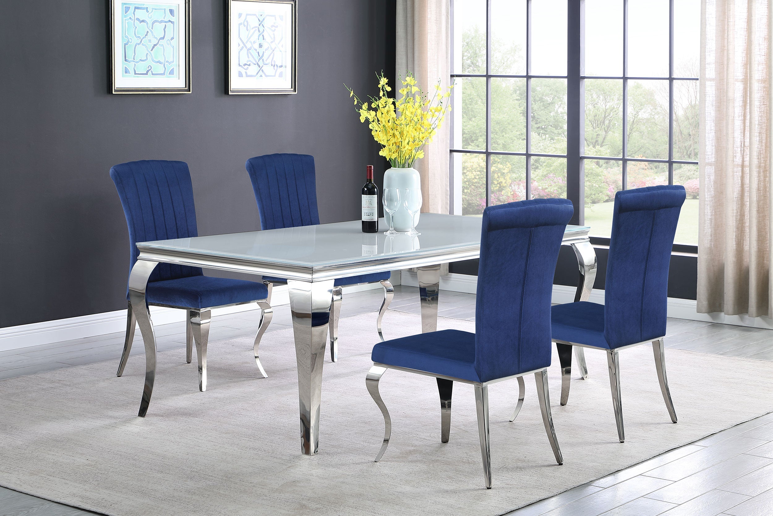 Carone Rectangular 81-inch Glass Top Dining Table