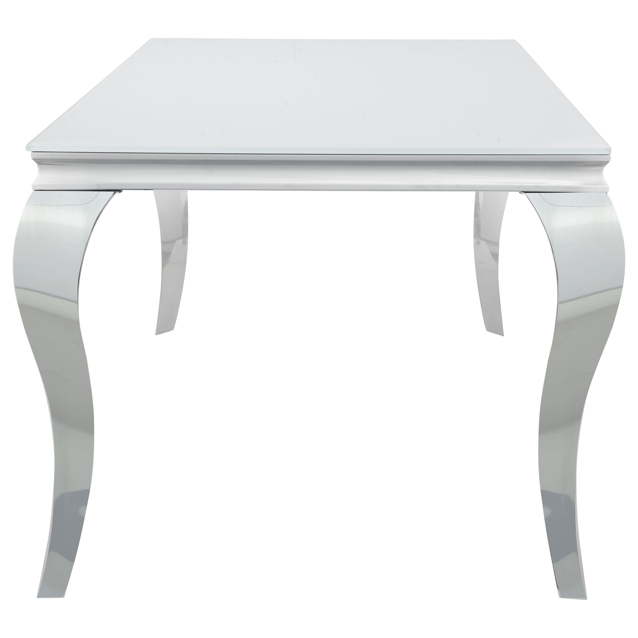 Carone Rectangular Glass Top Dining Table White and Chrome