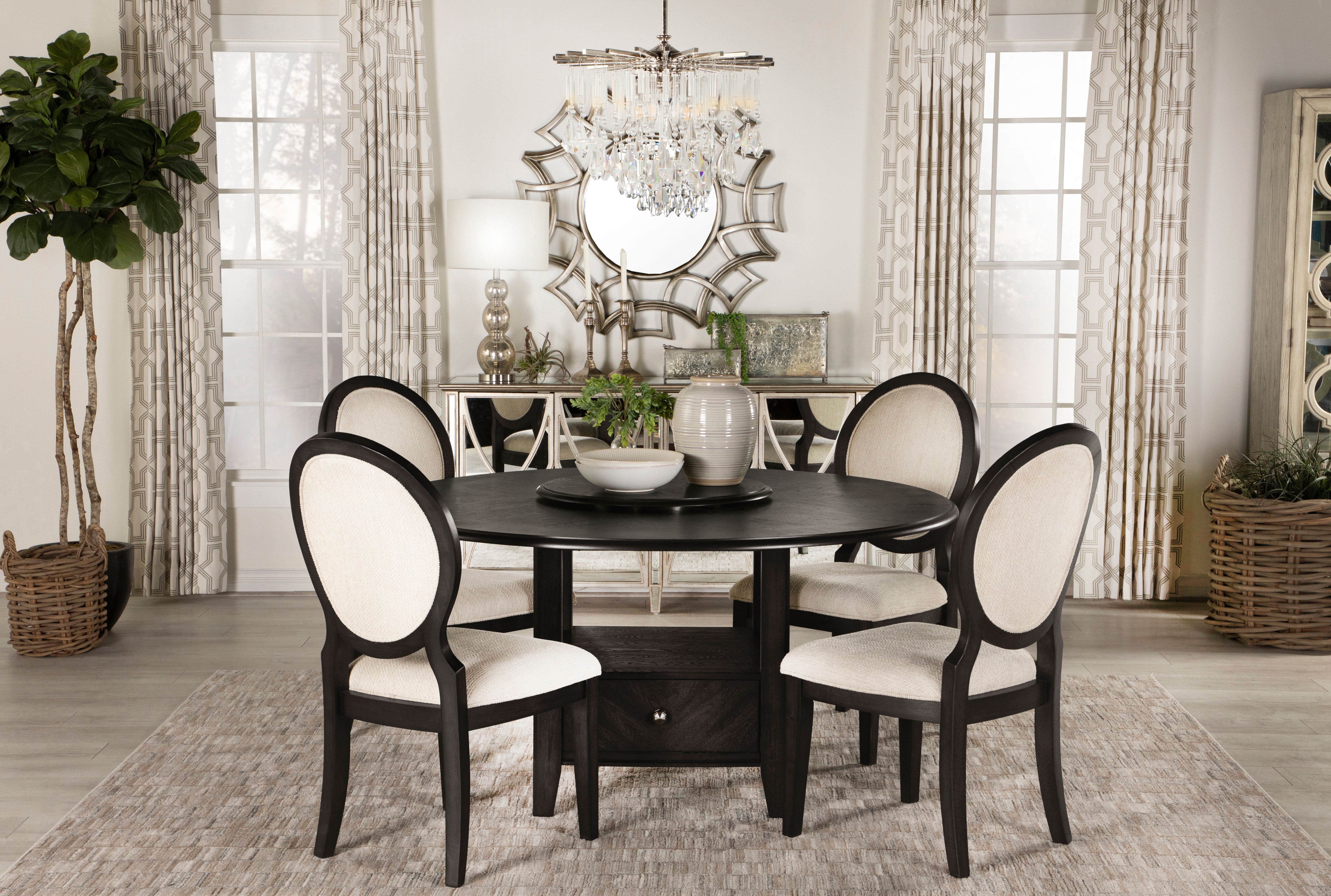 Twyla  Round Dining Set Dark Cocoa and Cream