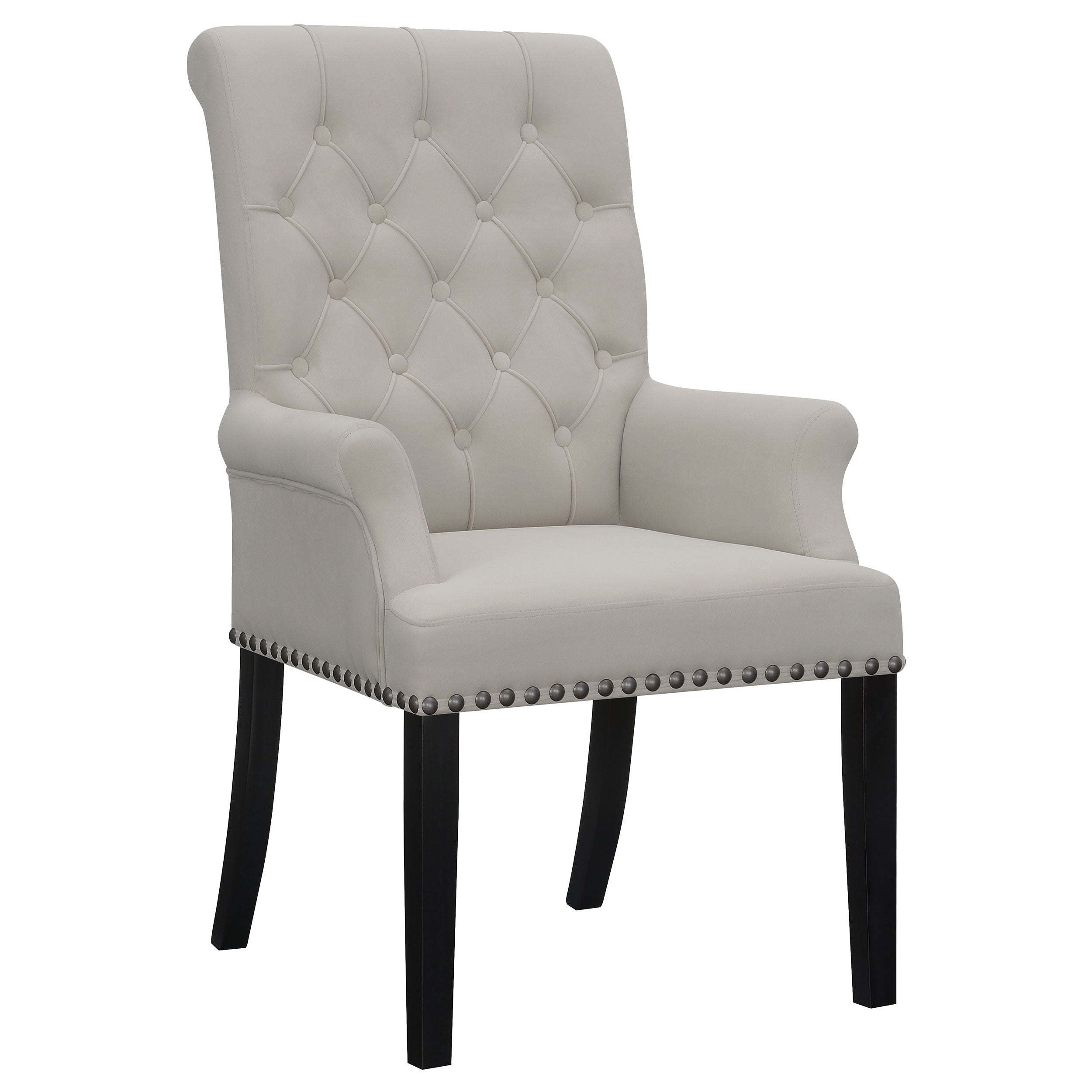 Alana Upholstered Tufted Arm Chair with Nailhead Trim