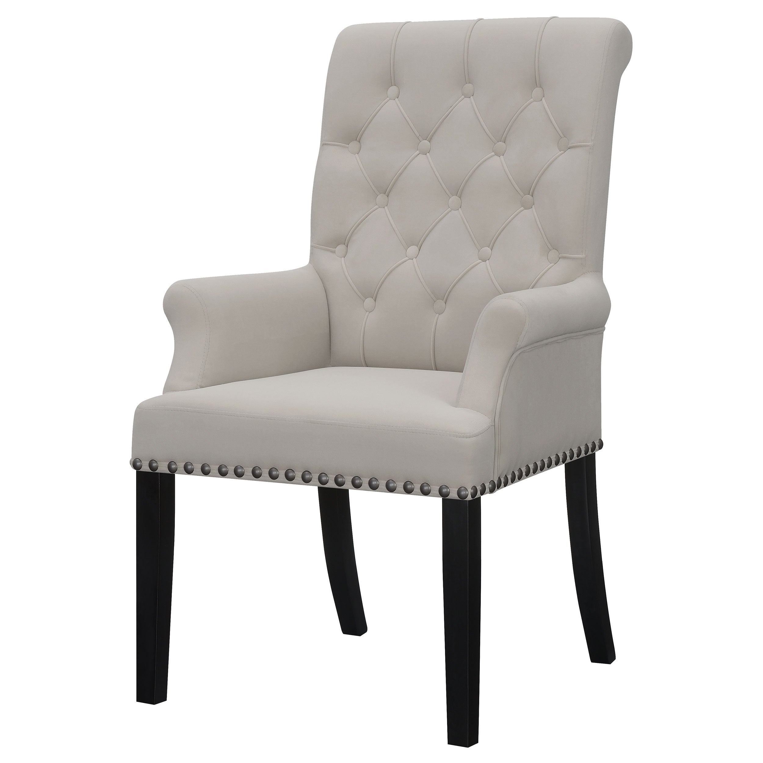 Alana Upholstered Tufted Arm Chair with Nailhead Trim