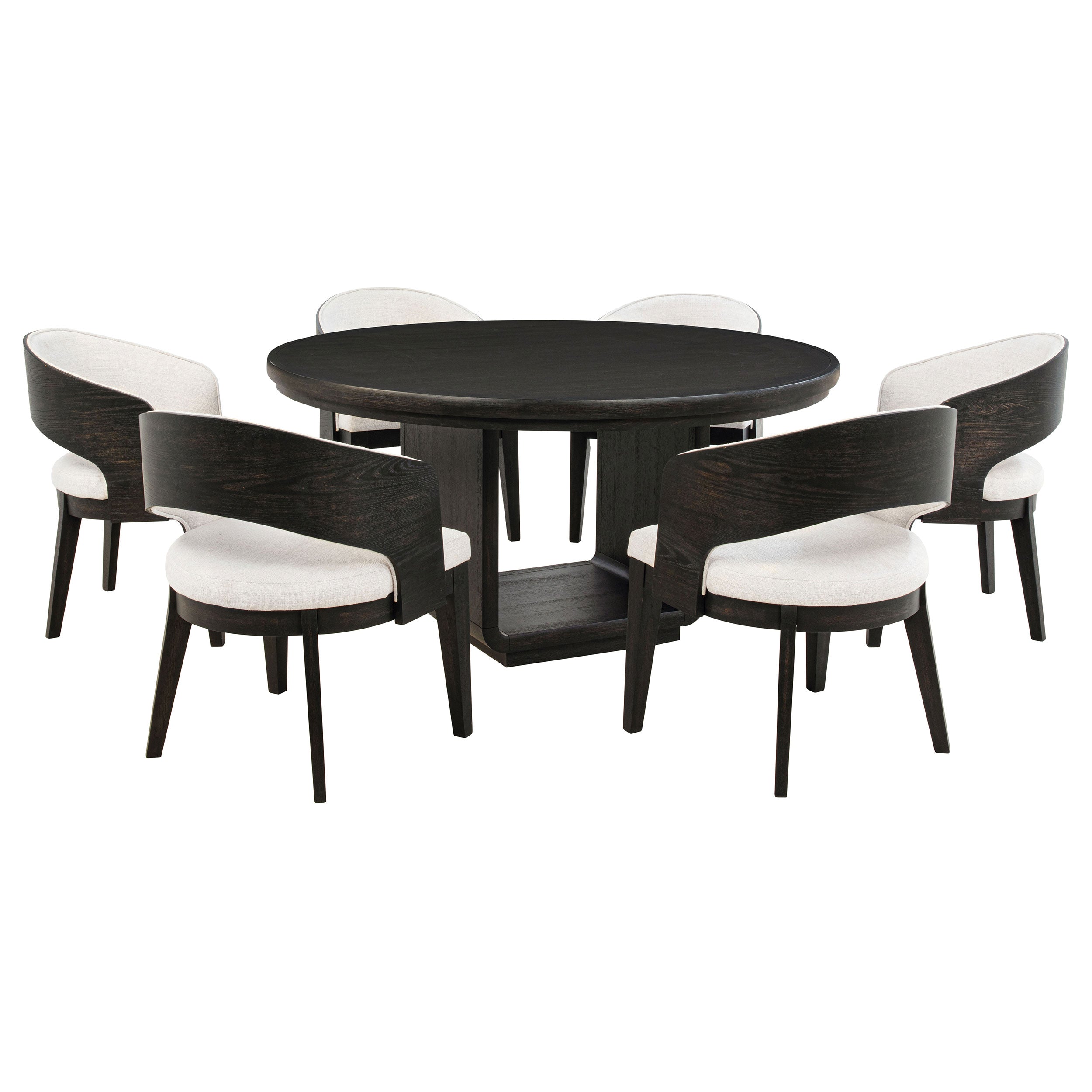 Leandro Round Dining Table Set Burnished Black