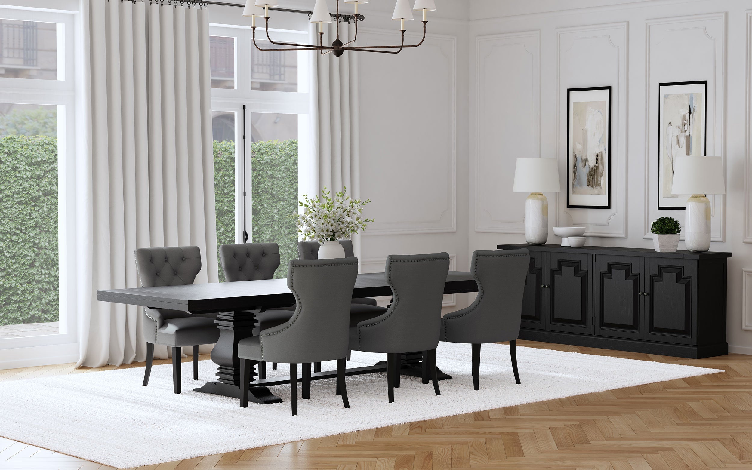 Florence 7-piece 126-inch Extension Dining Table Set Beige