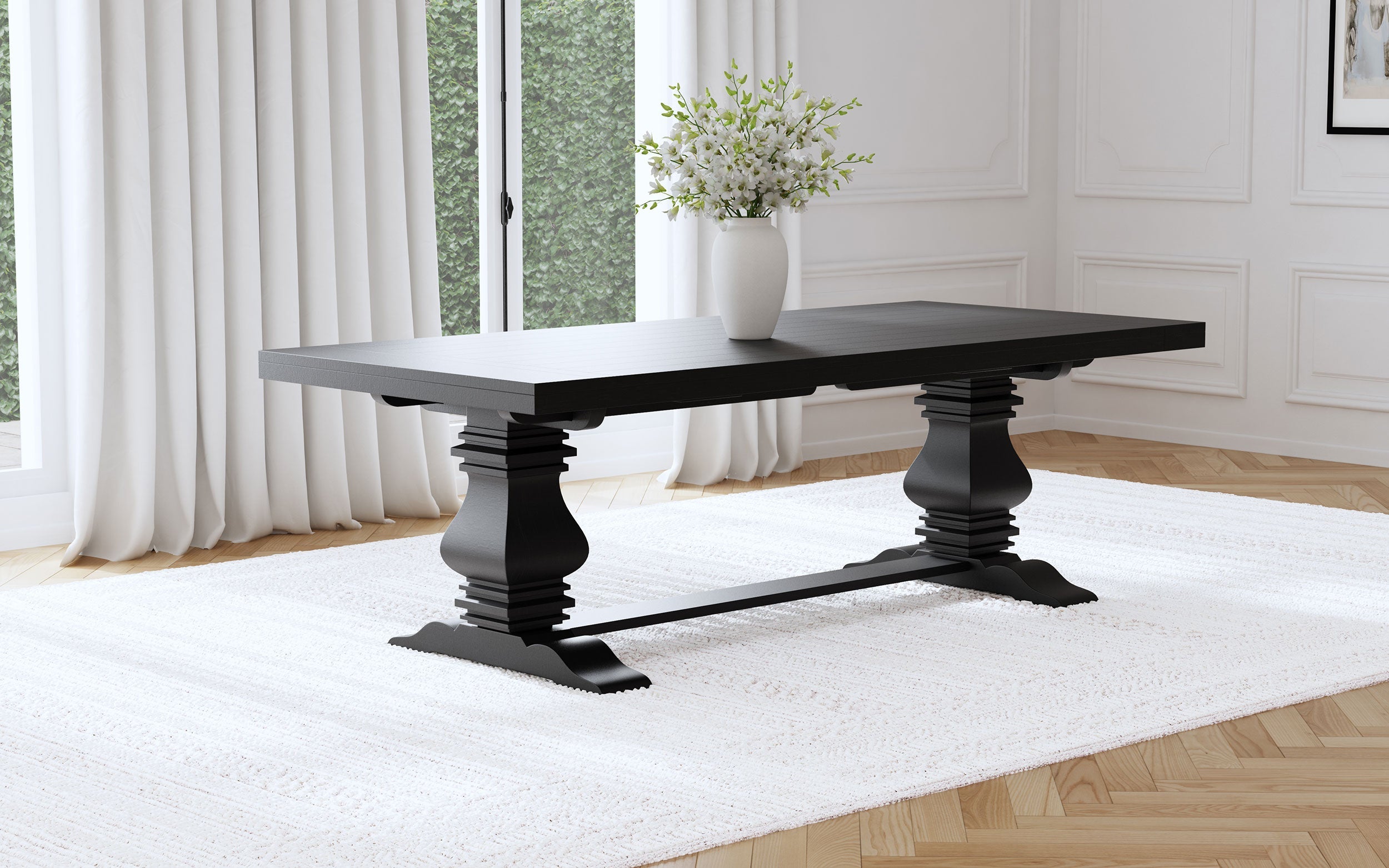 Florence 126-inch Extension Dining Table Distressed Black