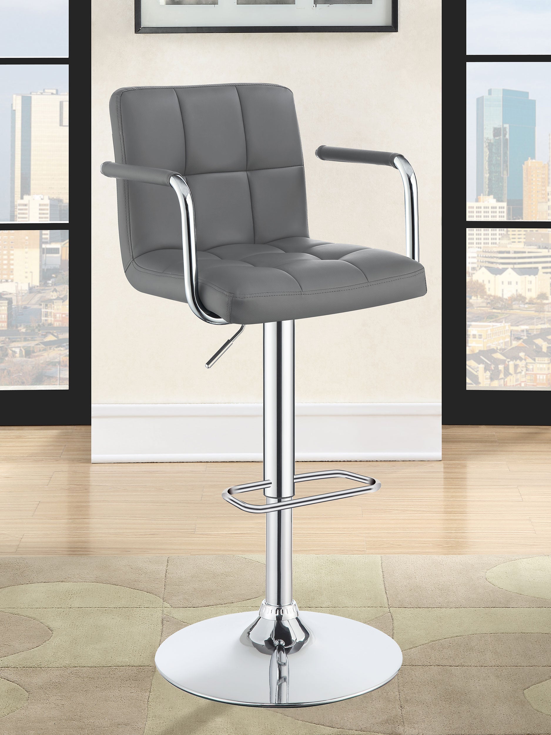 Palomar Adjustable Height Bar Stool Grey and Chrome