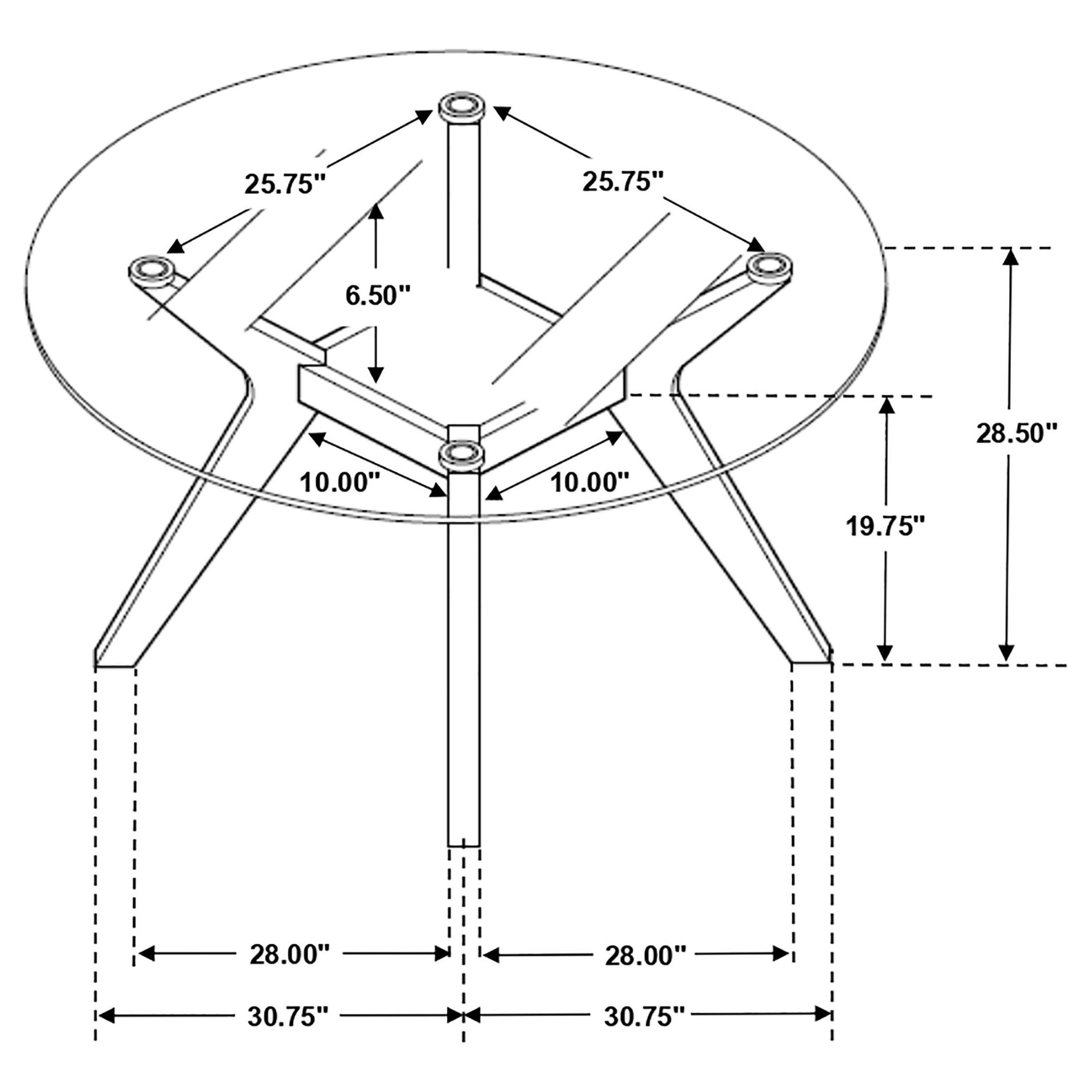 Paxton 48" Round Glass Top Dining Table Clear and Nutmeg