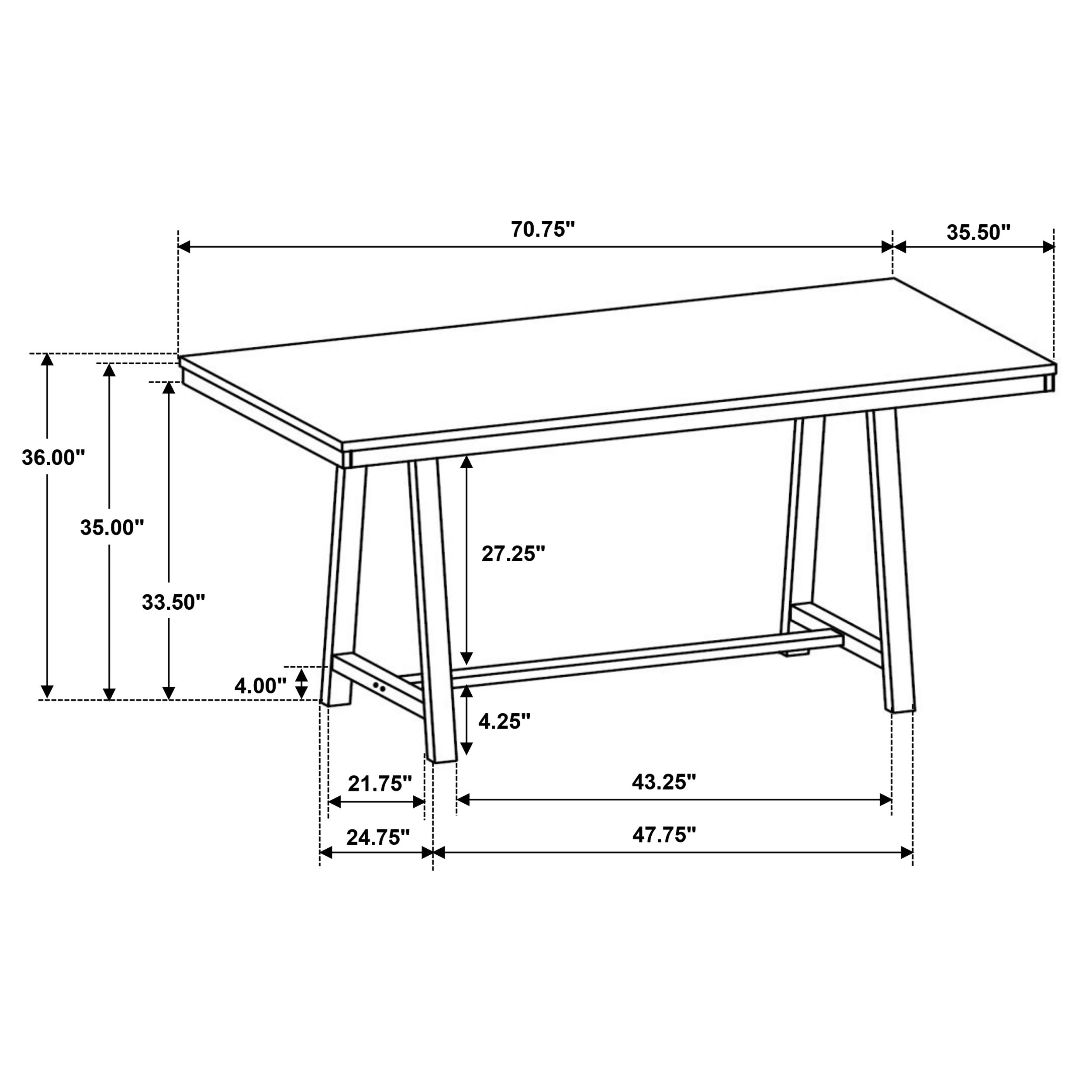 Hollis Rectangular Counter Height Dining Table Brown and White