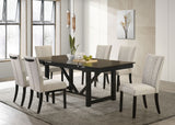Malia Rectangular Dining Table Set with Refractory Extension Leaf Beige and Black