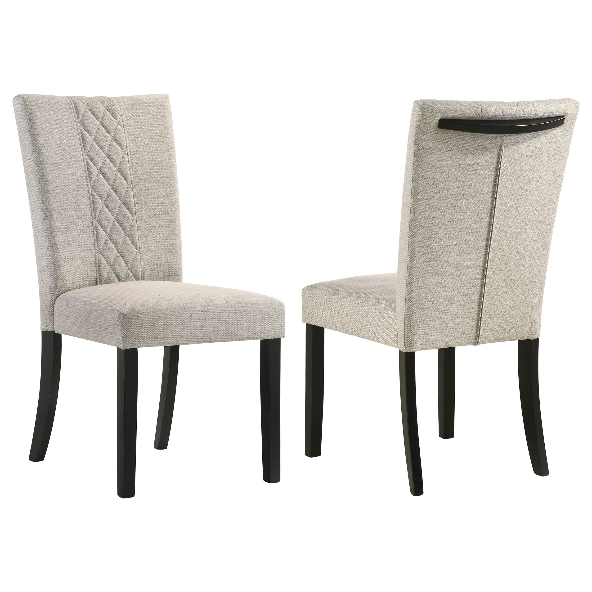 Malia Upholstered Solid Back Dining Side Chair Beige and Black (Set of 2)