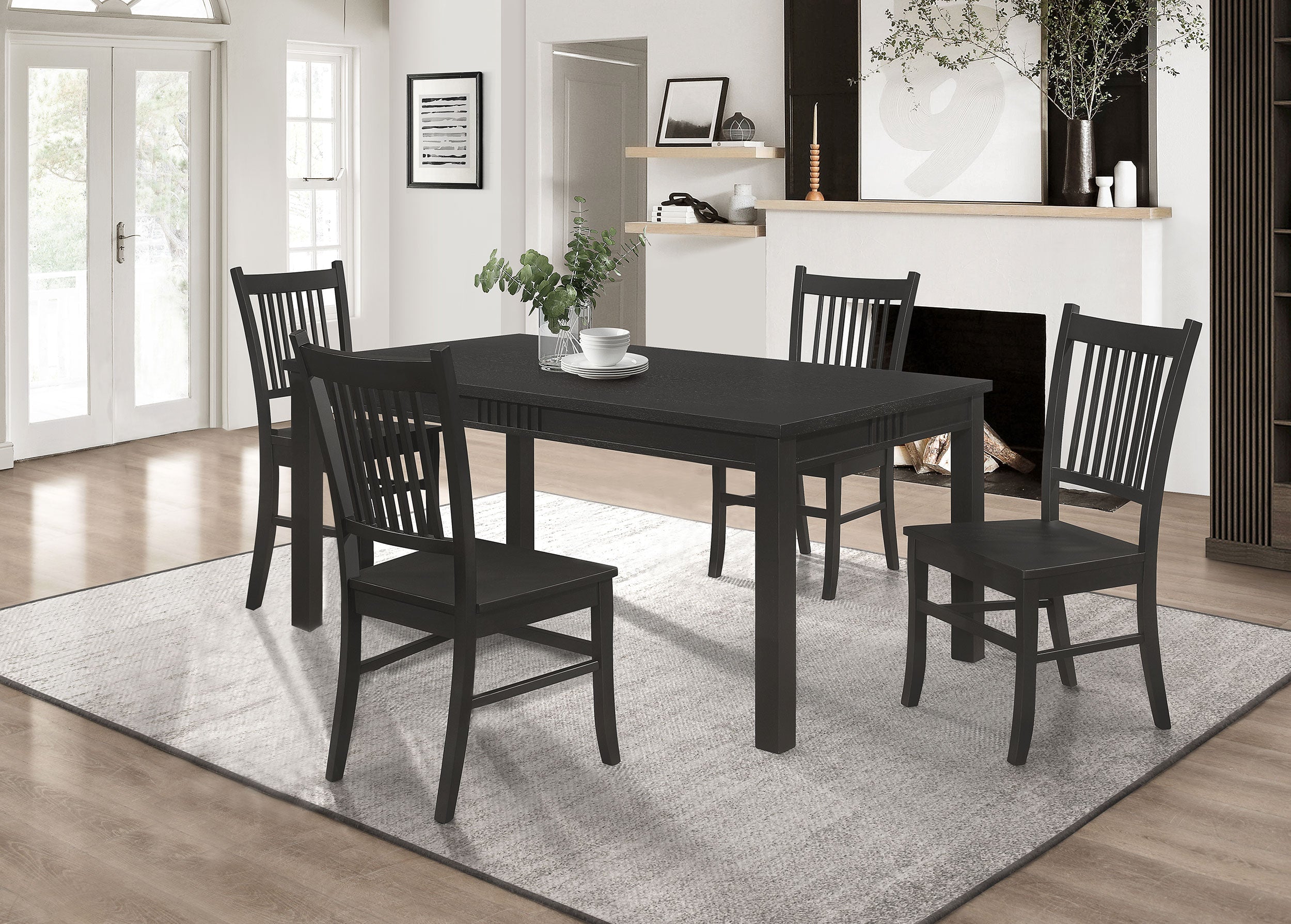 Marbrisa  Rectangular Dining Table Set Matte Black