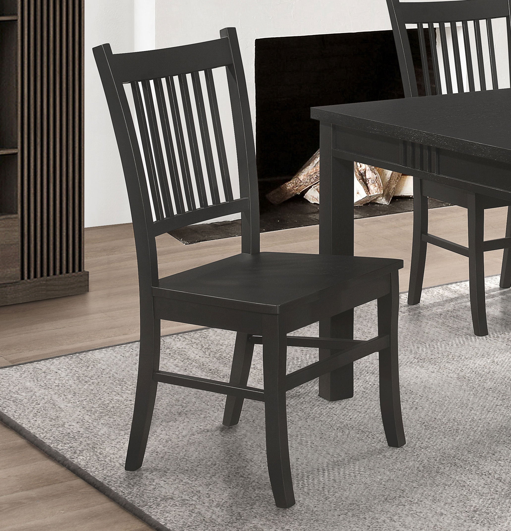 Marbrisa Slat Back Dining Side Chair Matte Black (Set of 2)