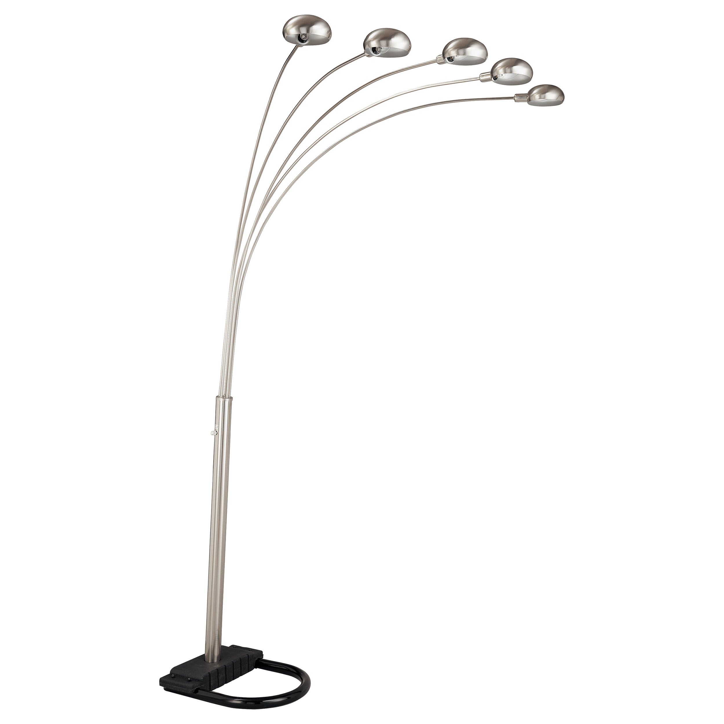 Kayd 5-light Floor Lamp with Curvy Dome Shades Chrome and Black