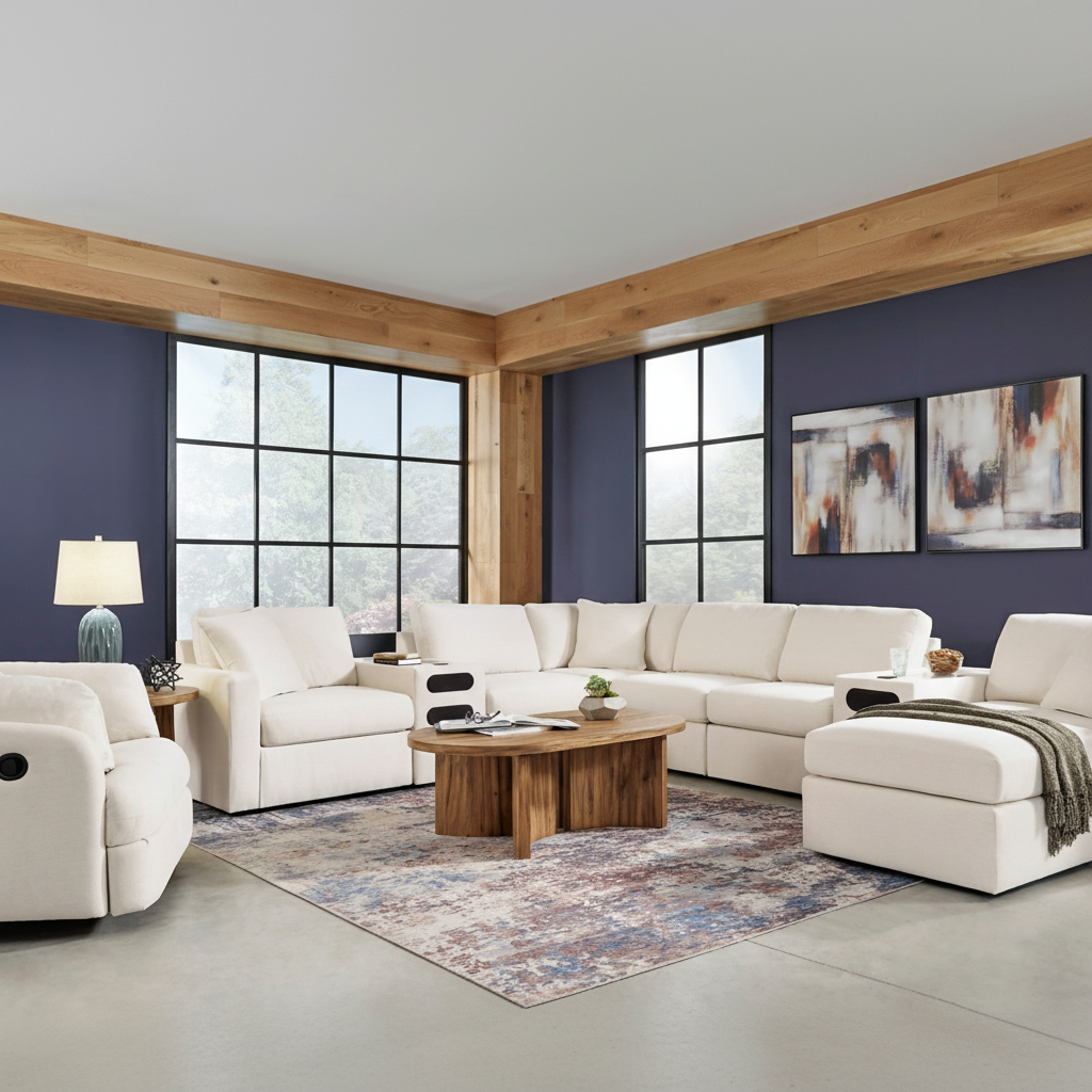 Modmax 5-Piece Double Storage Chaise Sectional with Audio Console