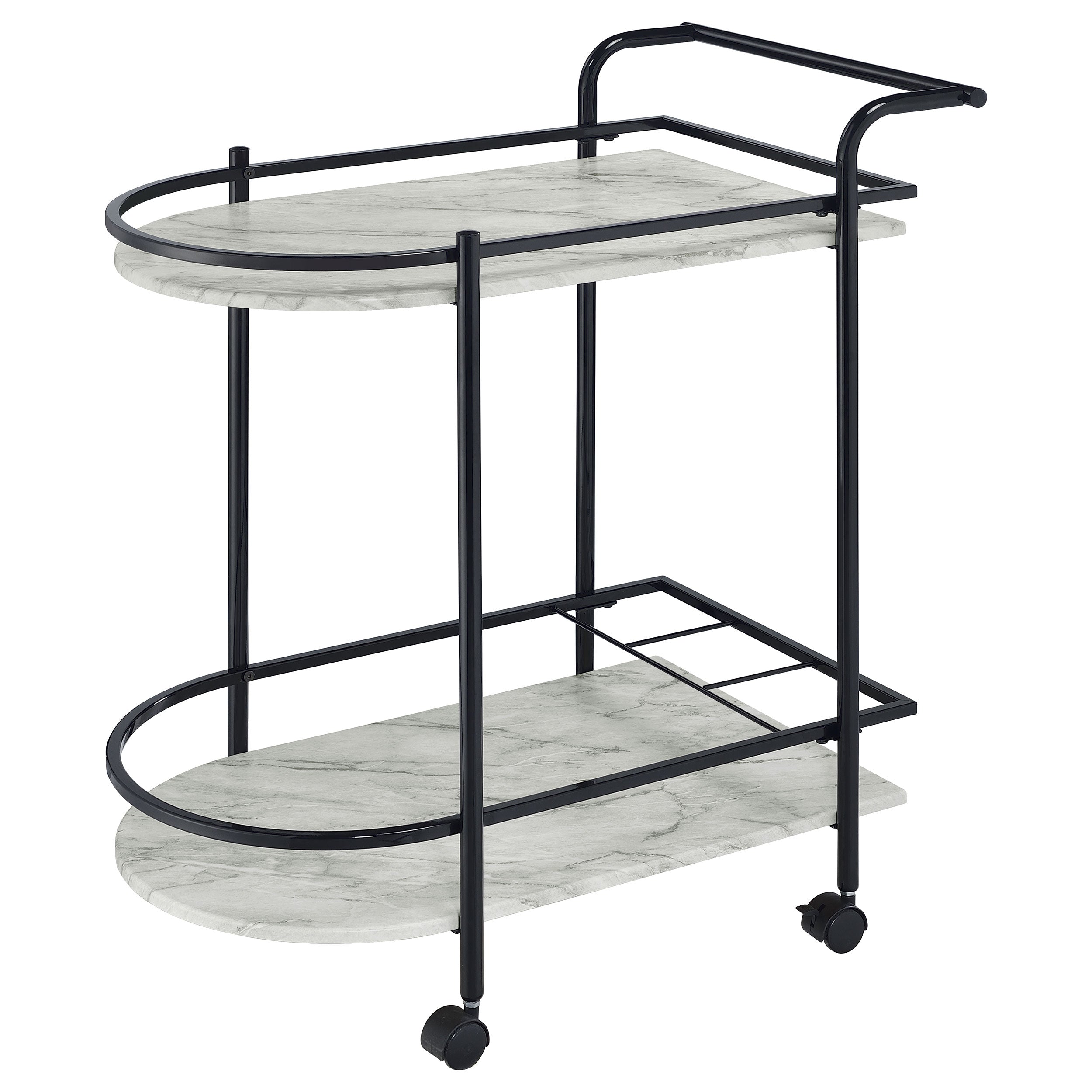 Desiree 2-tier Bar Cart with Casters Black