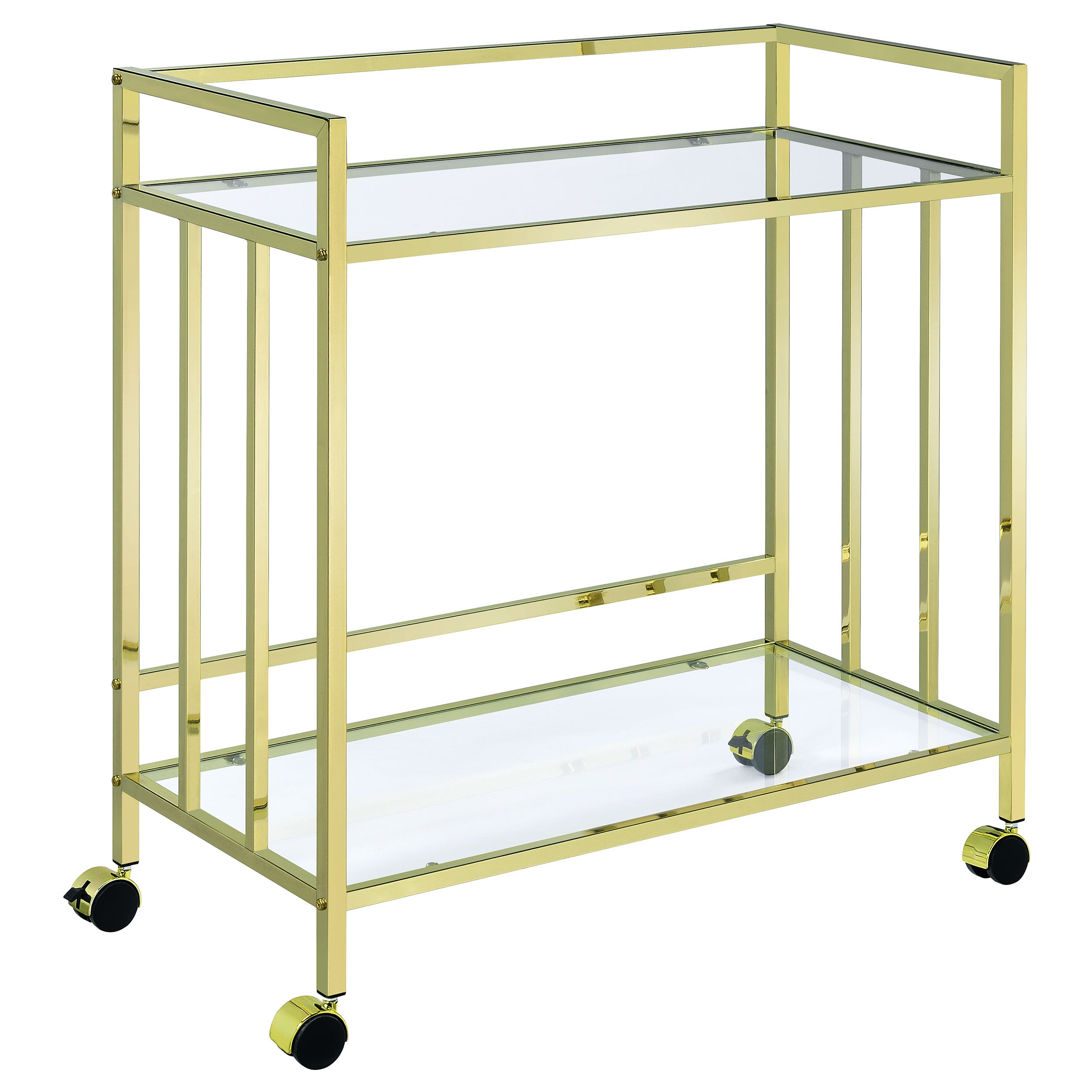 Cara Rectangular Glass Bar Cart Brass