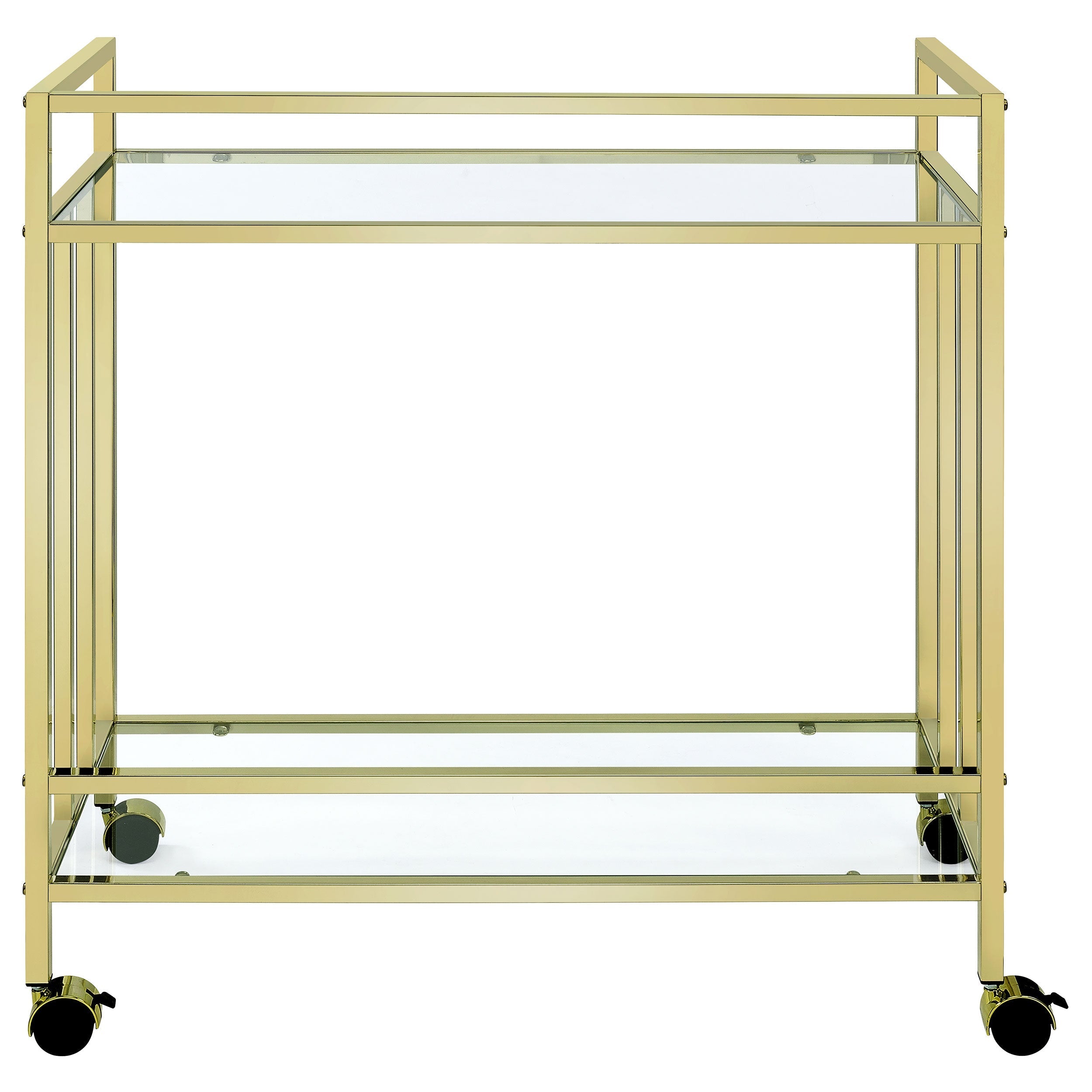 Cara Rectangular Glass Bar Cart Brass