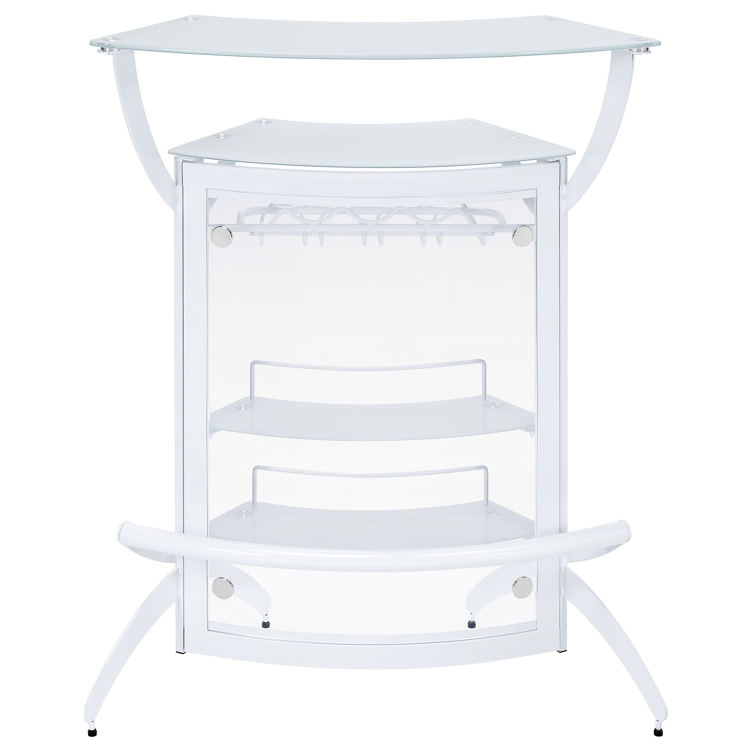 Dallas 2-shelf Curved Home Bar White and Frosted Glass (Set of 3)