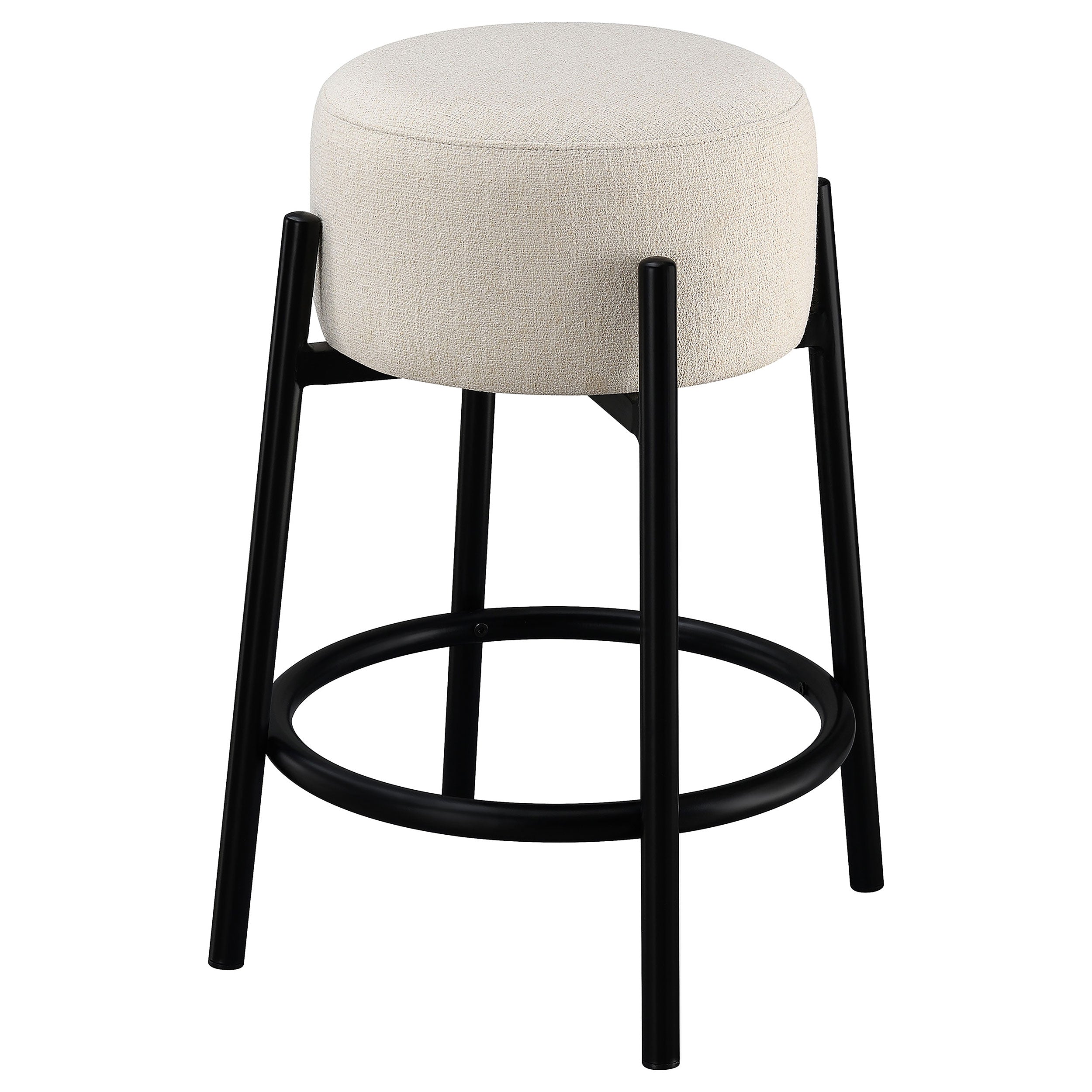 Leonard Upholstered Backless Round Stools White and Black (Set of 2)