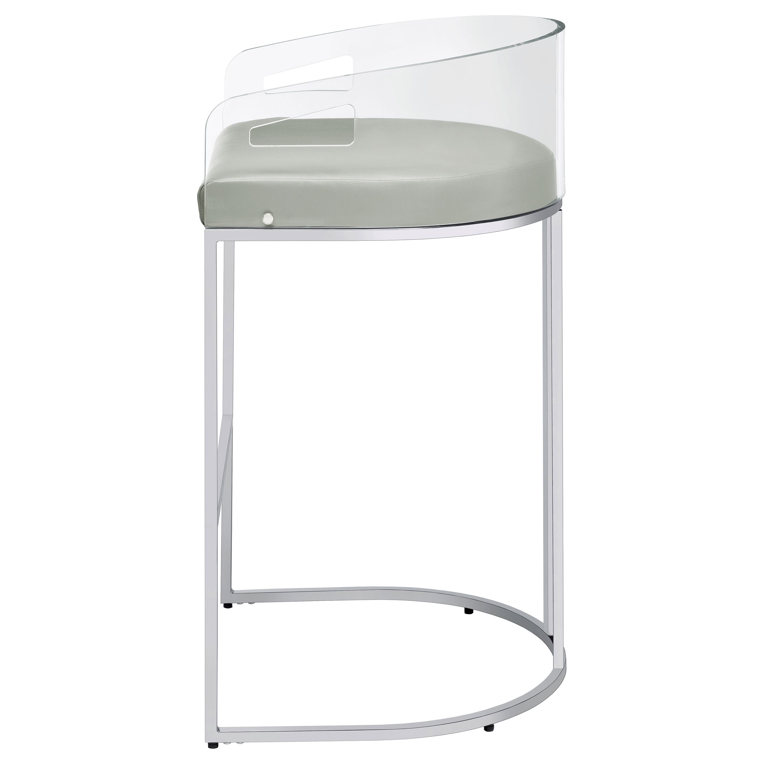 Thermosolis Acrylic Back Bar Stools Grey and Chrome (Set of 2)