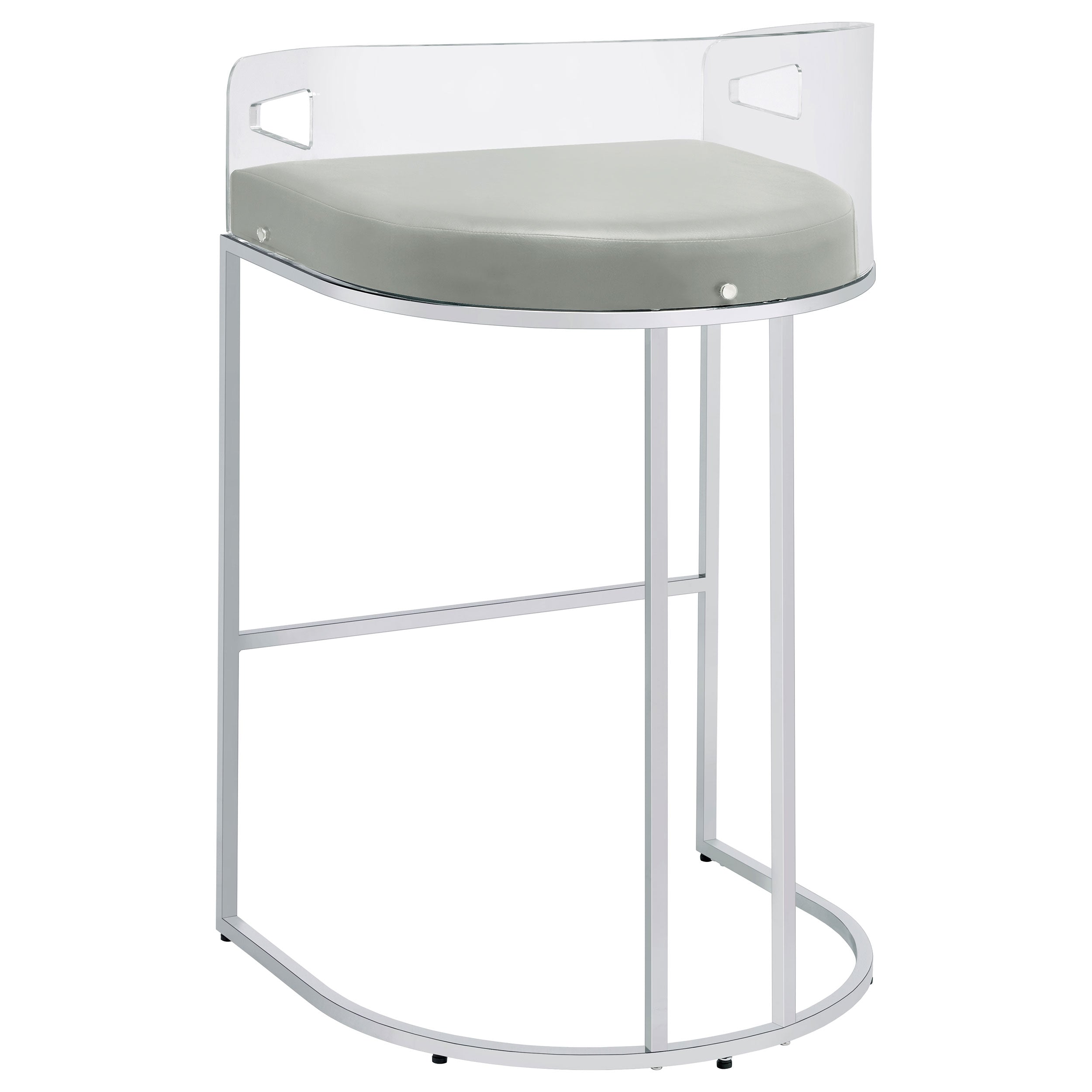 Thermosolis Acrylic Back Bar Stools Grey and Chrome (Set of 2)