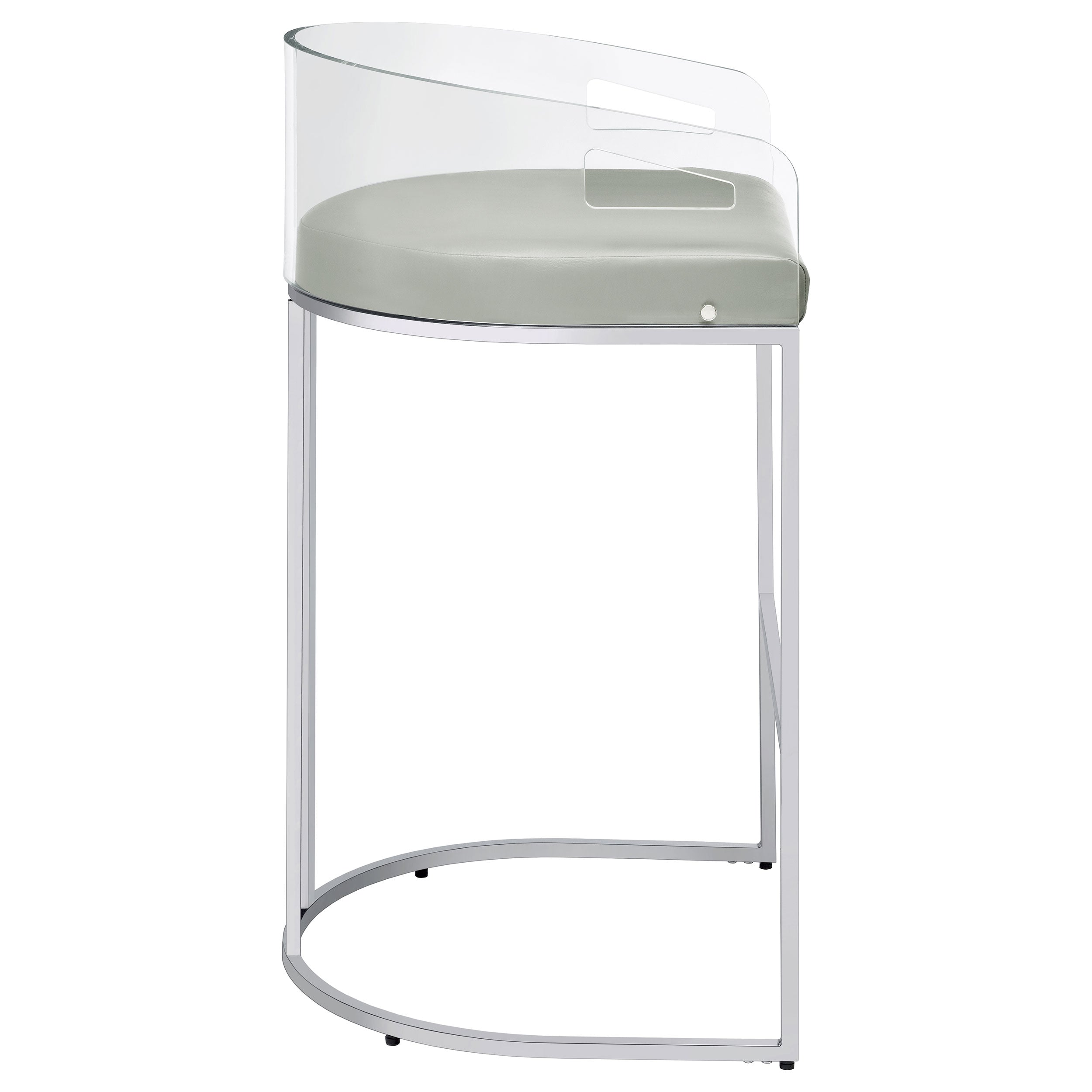 Thermosolis Acrylic Back Bar Stools Grey and Chrome (Set of 2)