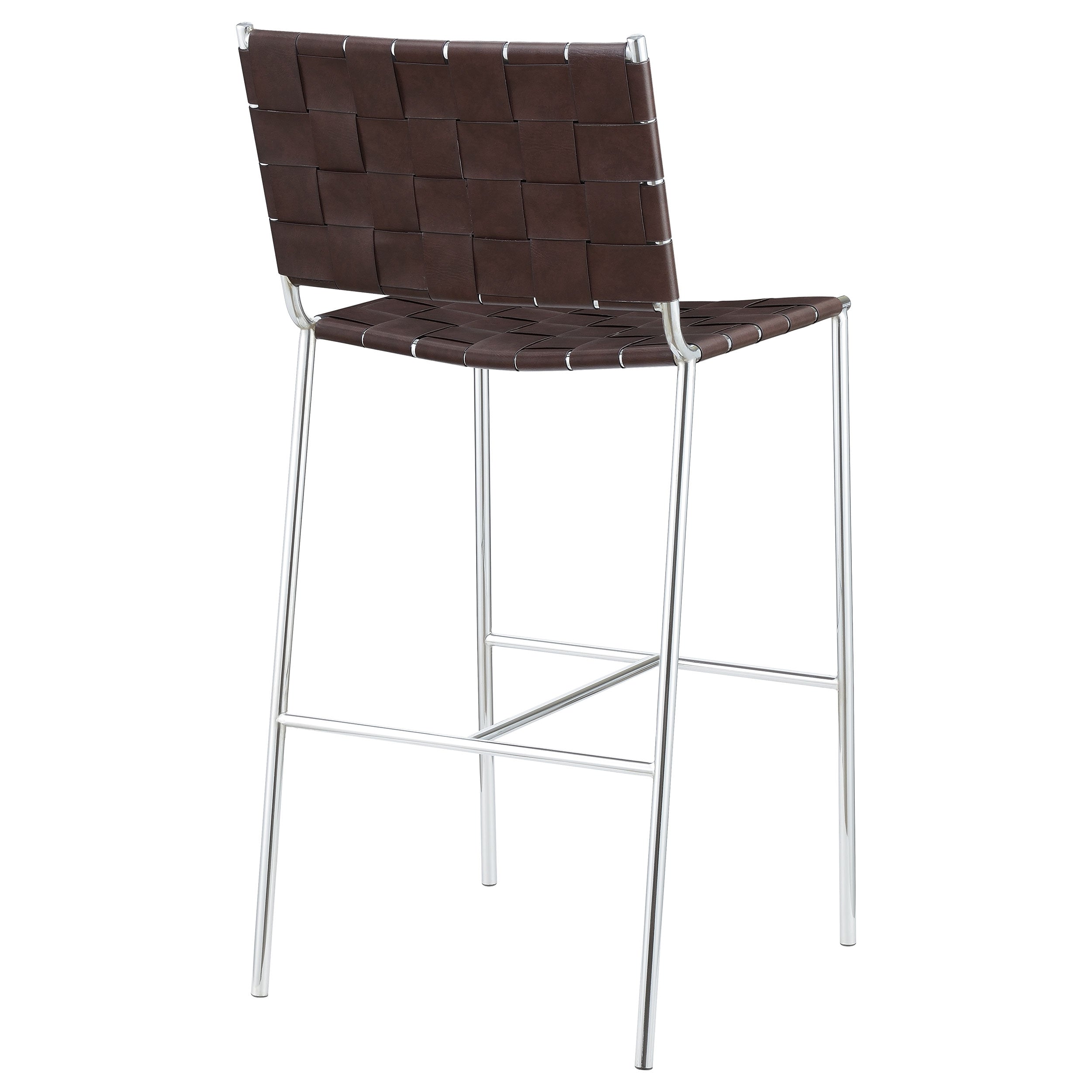 Adelaide Upholstered Bar Stool with Open Back Brown and Chrome