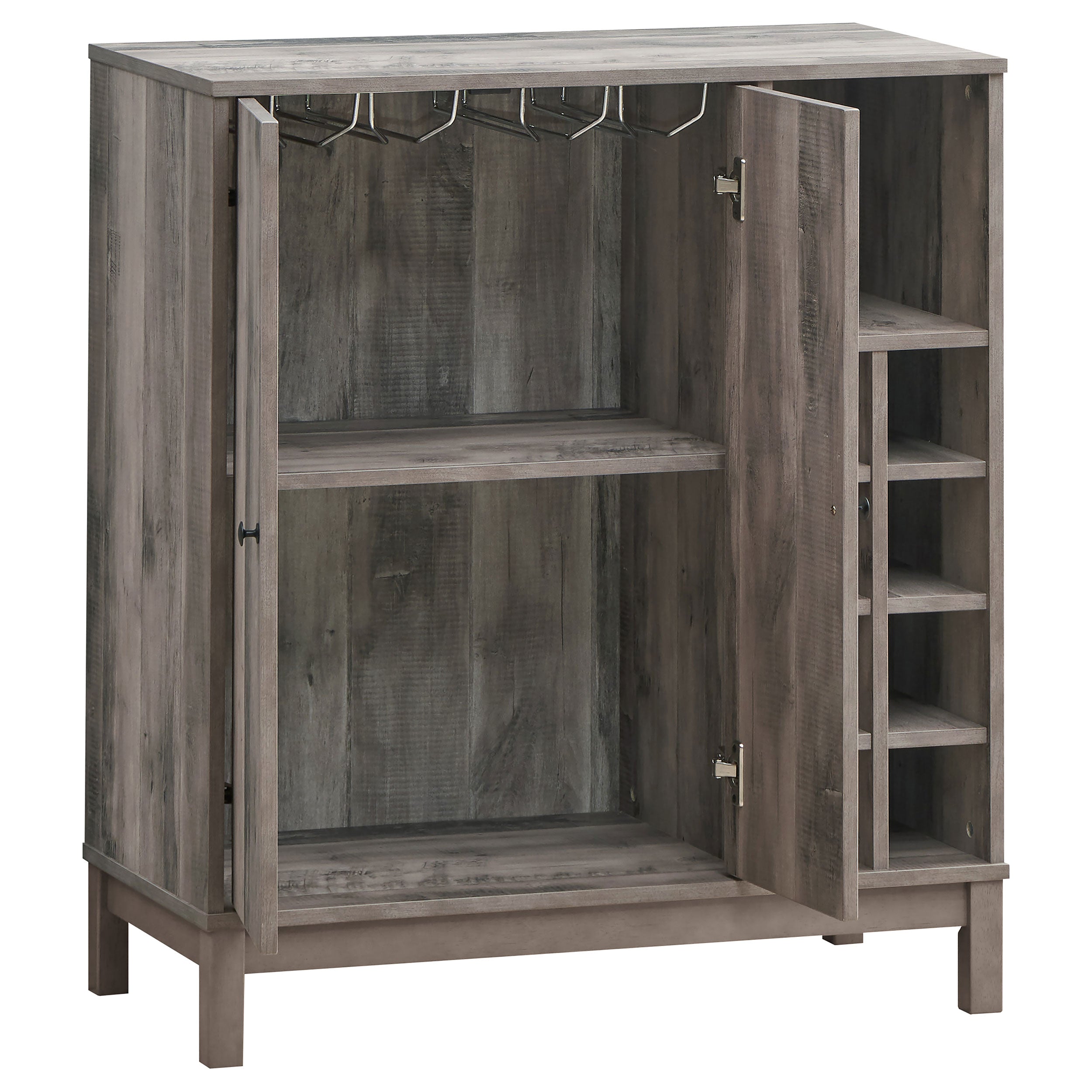 Cheyenne 2-door Wine Cabinet with Stemware Rack Weathered Acacia