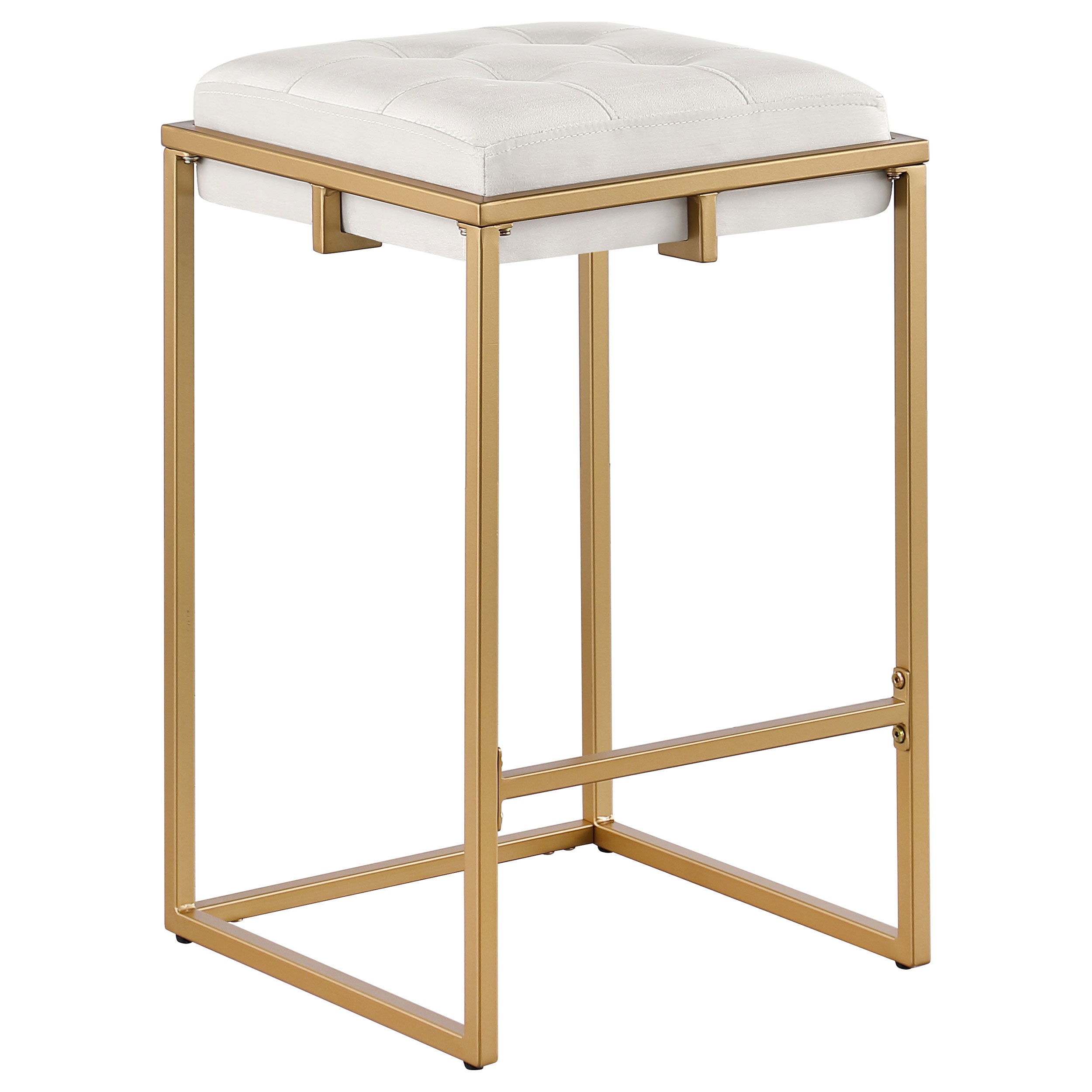 Nadia Square Padded Seat Bar Stool (Set of 2) Beige and Gold