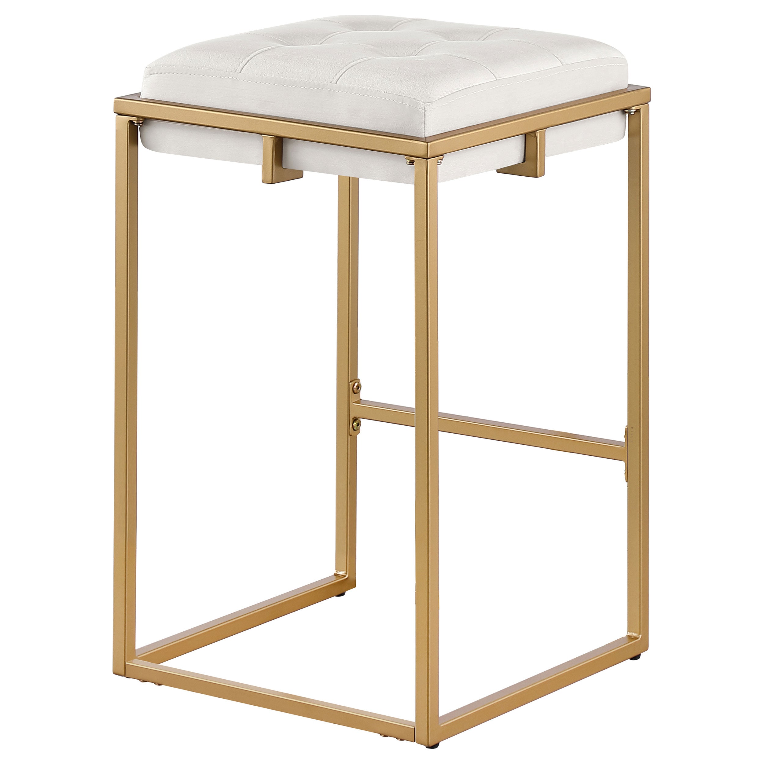 Nadia Square Padded Seat Bar Stool (Set of 2) Beige and Gold