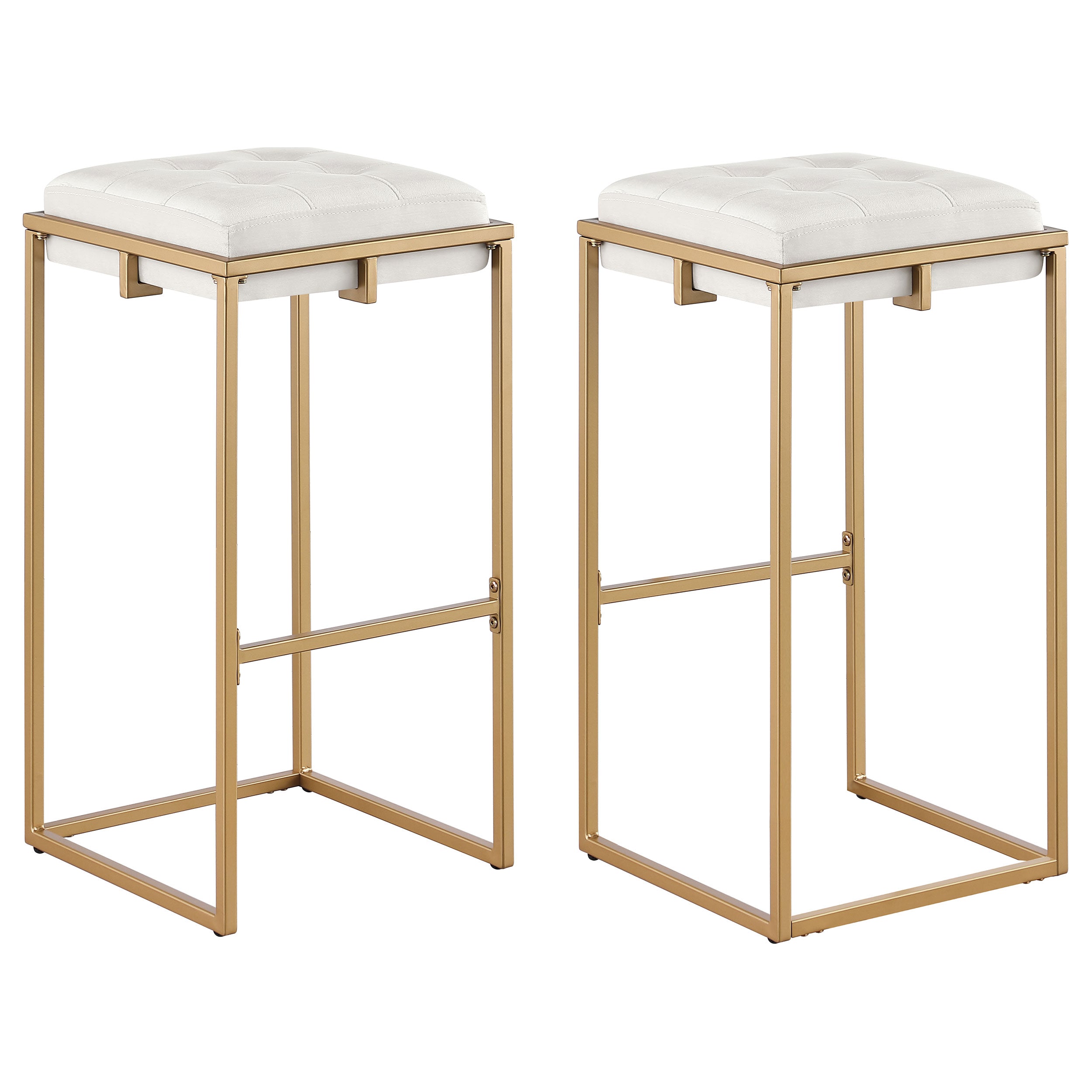 Nadia Square Padded Seat Bar Stool (Set of 2) Beige and Gold