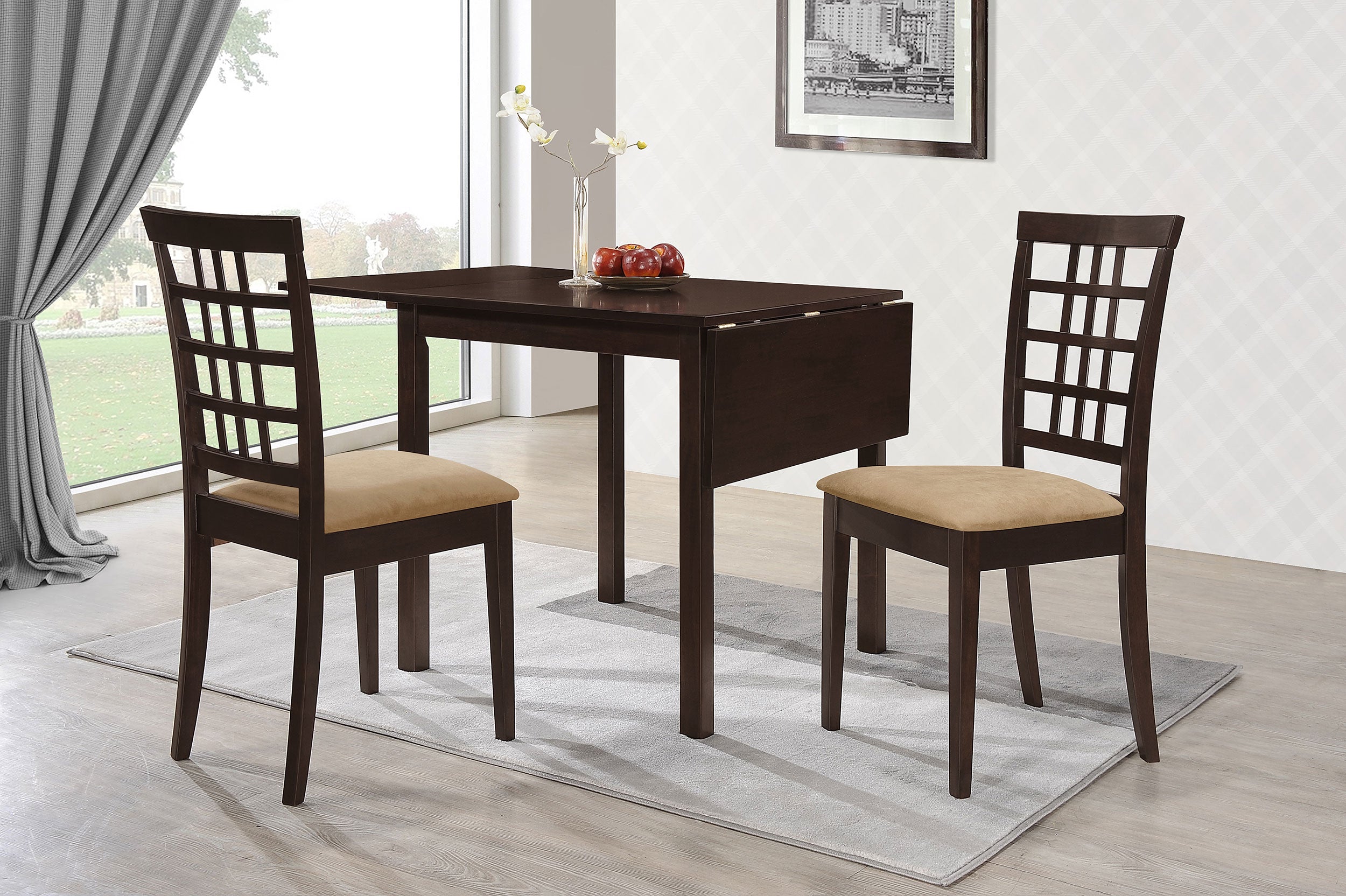 Kelso  Drop Leaf Dining Table Set Cappuccino and Tan