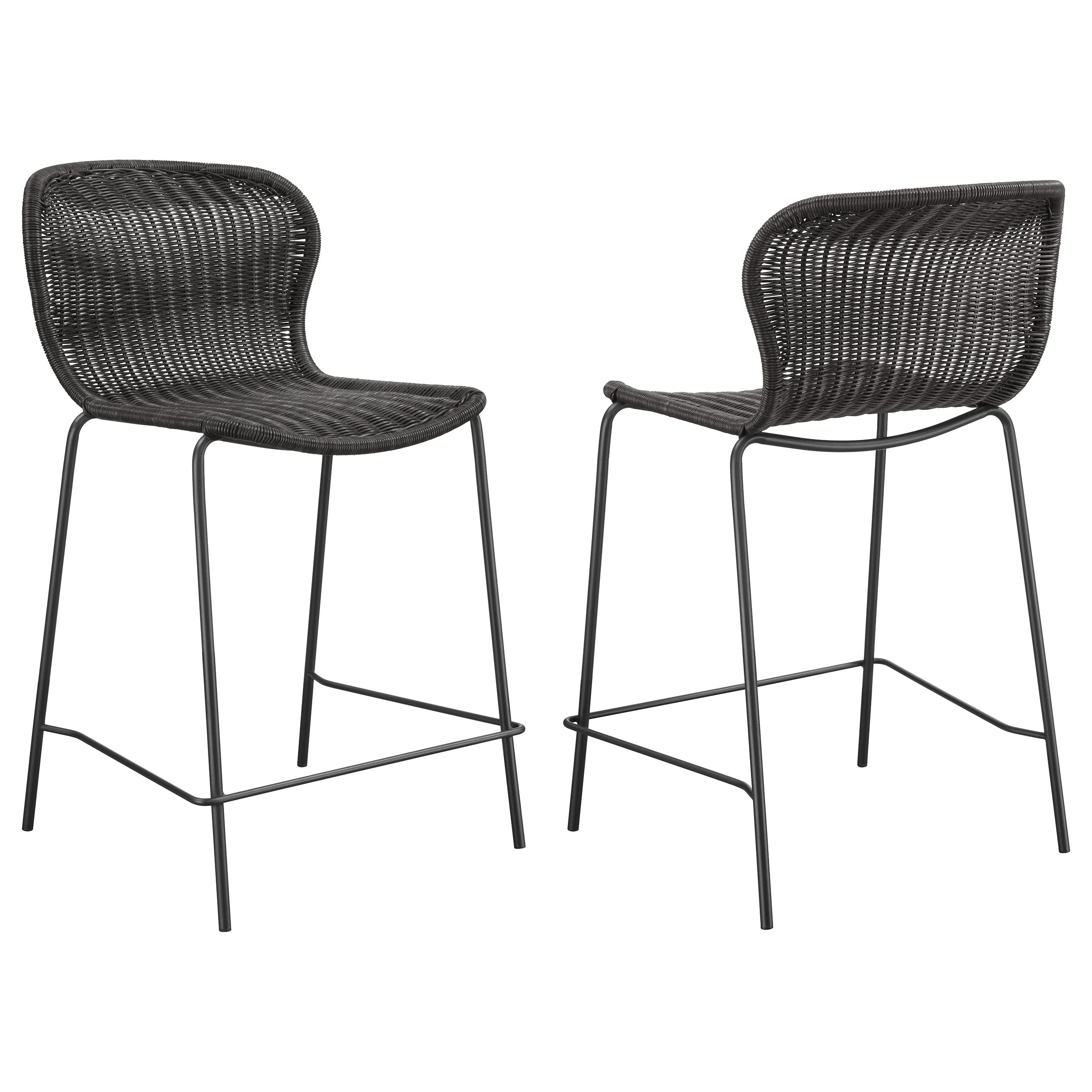 Mckinley Upholstered Bar Stools with Footrest (Set of 2) Brown and Sandy Black