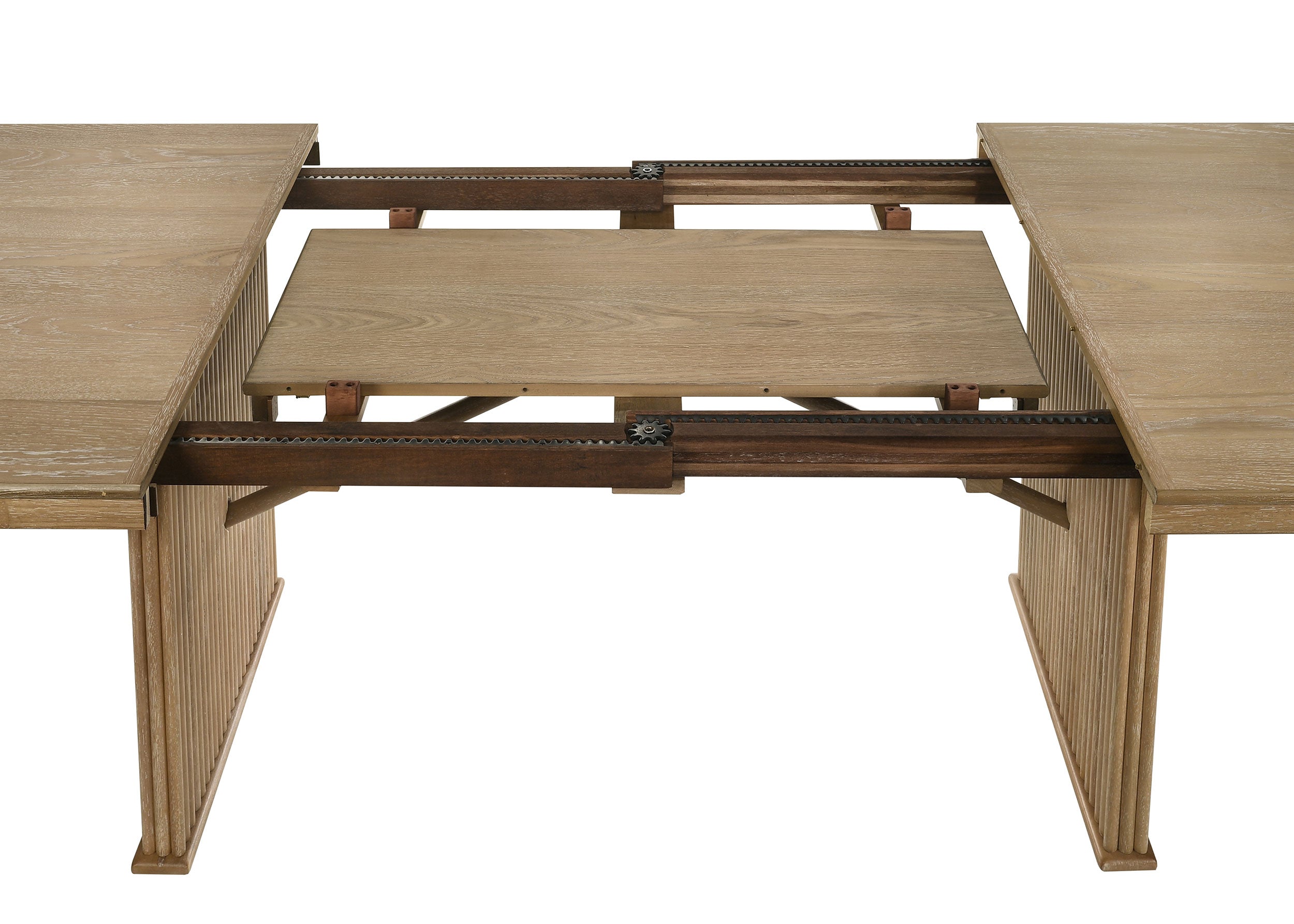 Adina Extension Dining Set Distressed Light Brown