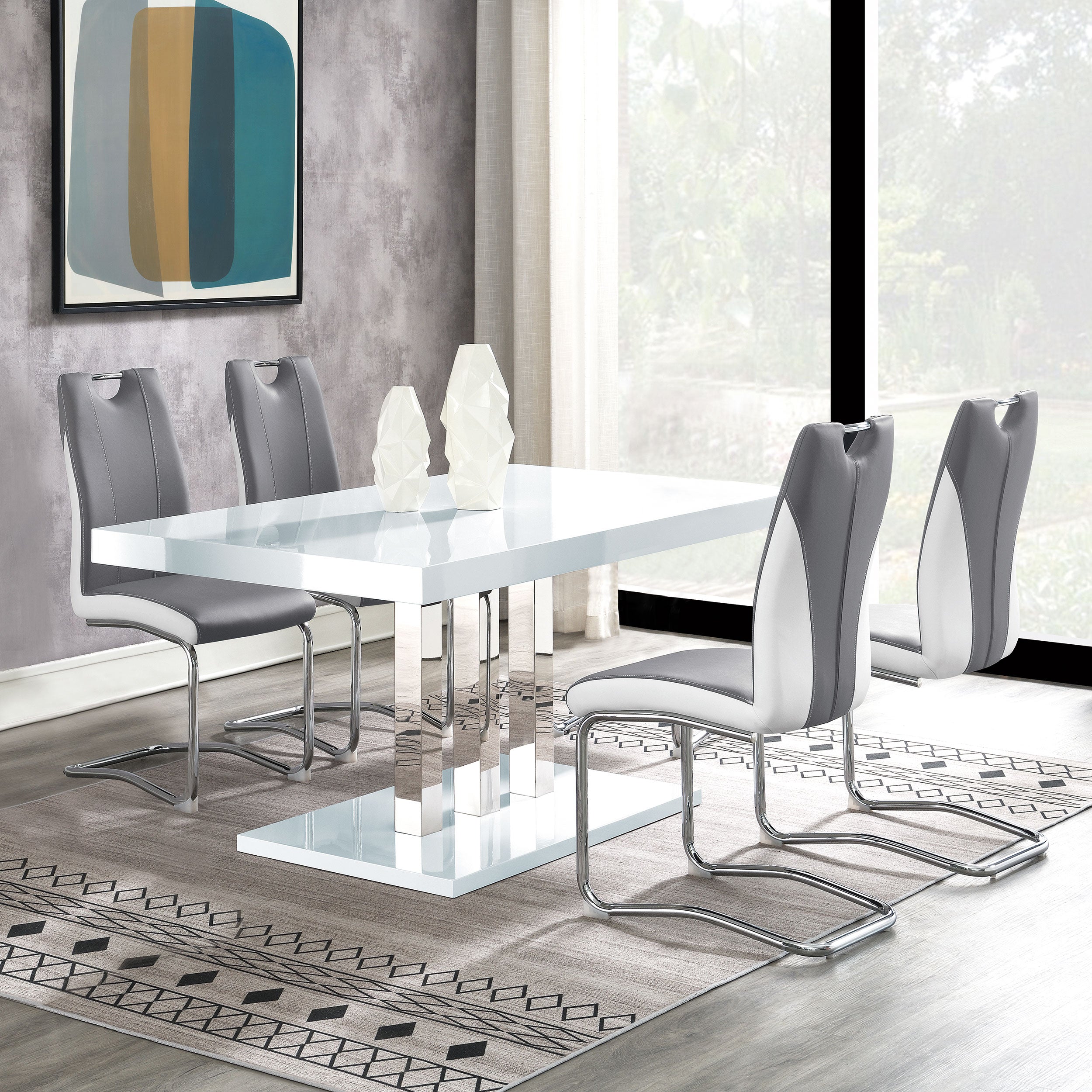 Brooklyn  Dining Set White and Chrome