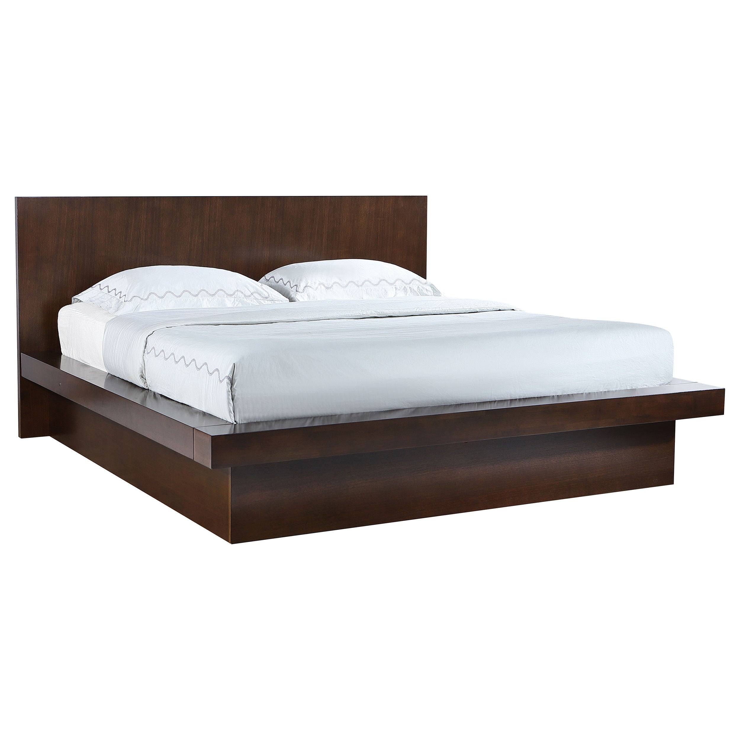 Jessica Wood Queen LED Panel Bed Cappuccino