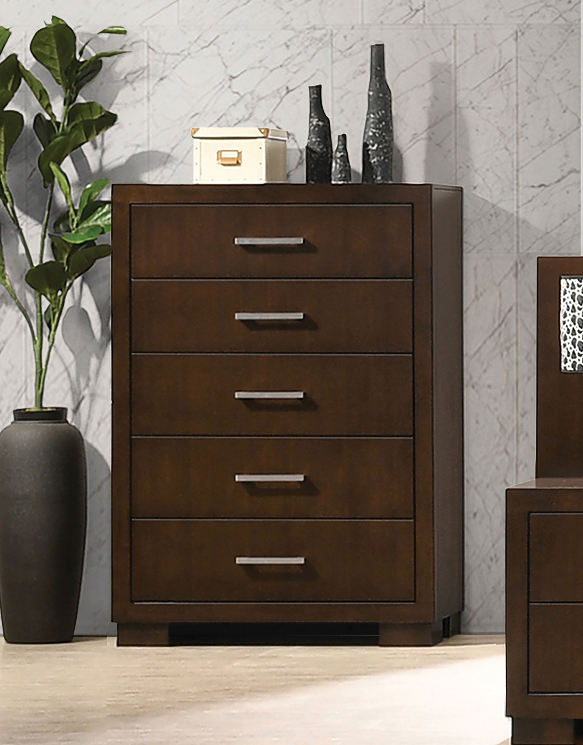 Jessica 5-drawer Chest Cappuccino