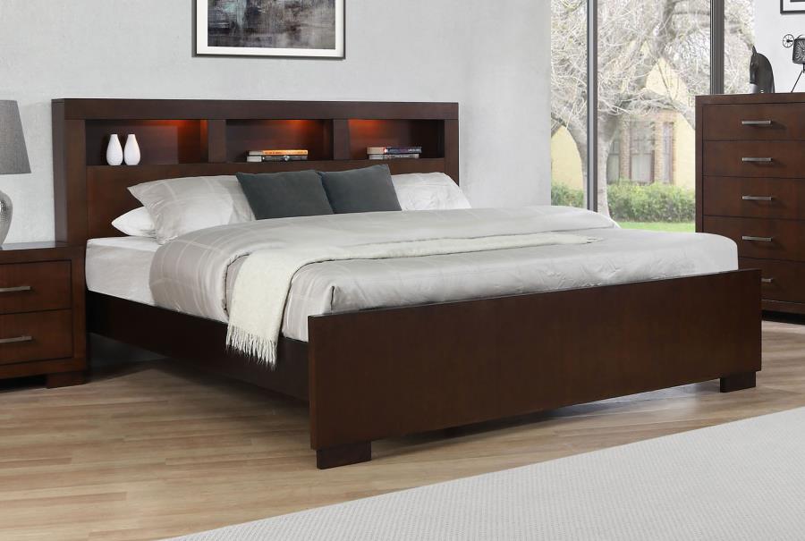 Jessica Wood LED Storage Bookcase Bed Cappuccino