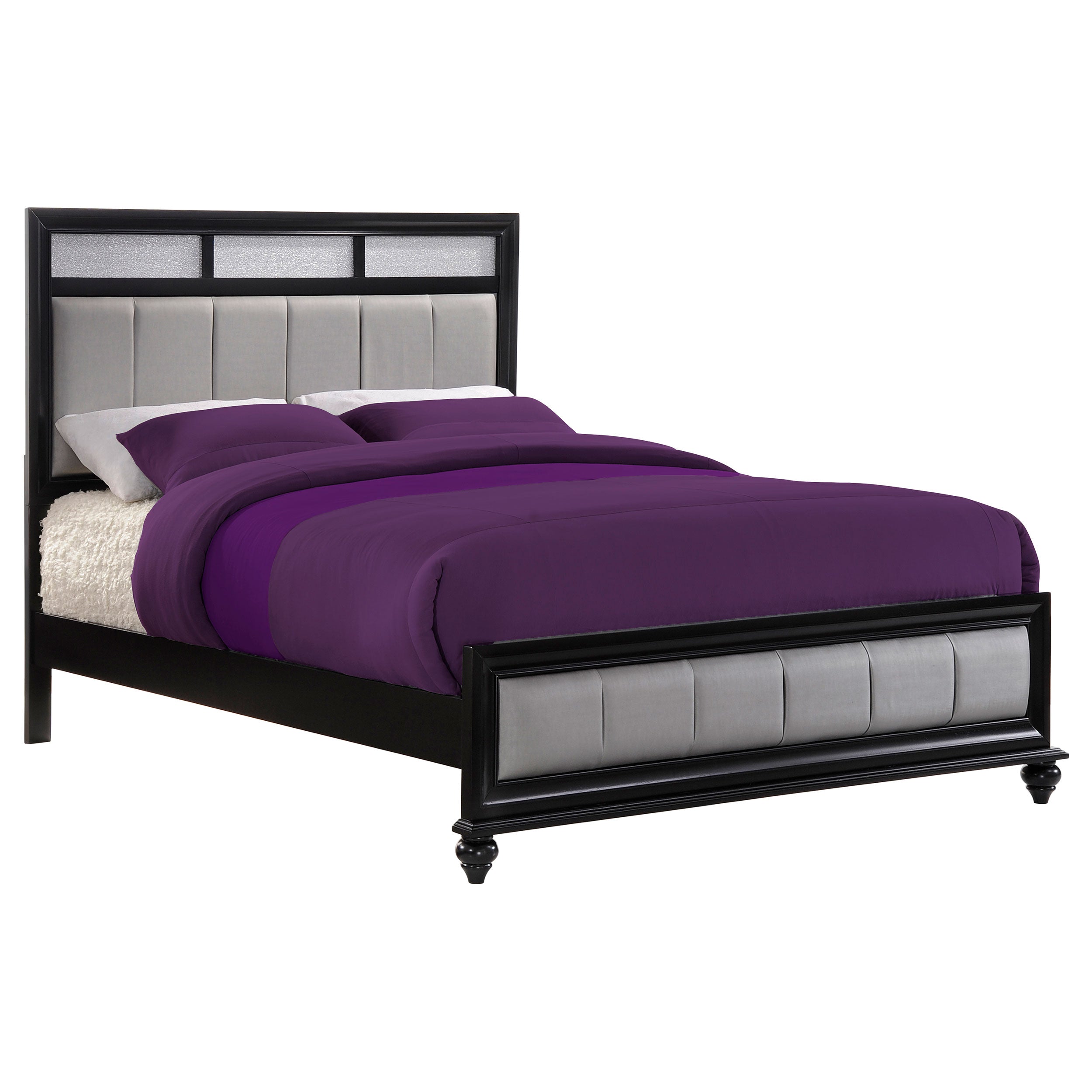 Barzini Bedroom Set with Upholstered Headboard Black