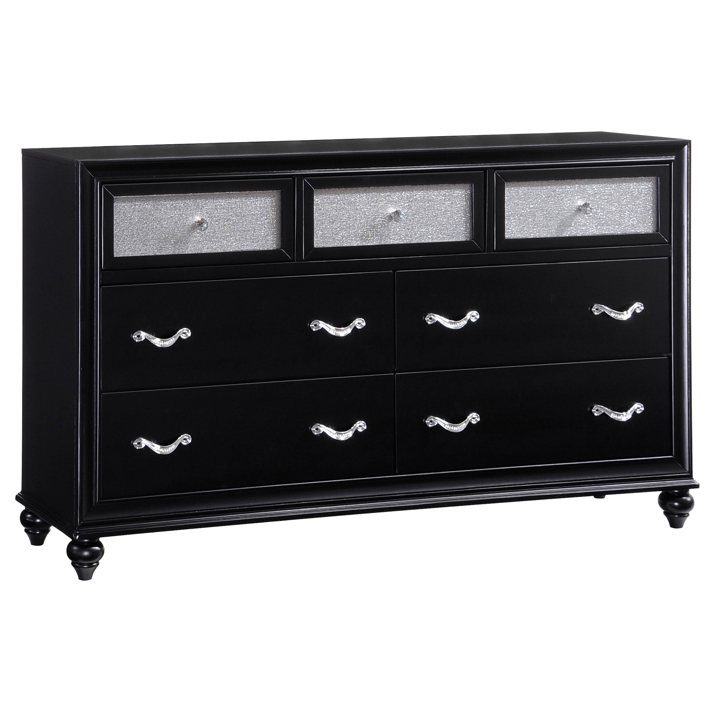 Barzini Bedroom Set with Upholstered Headboard Black