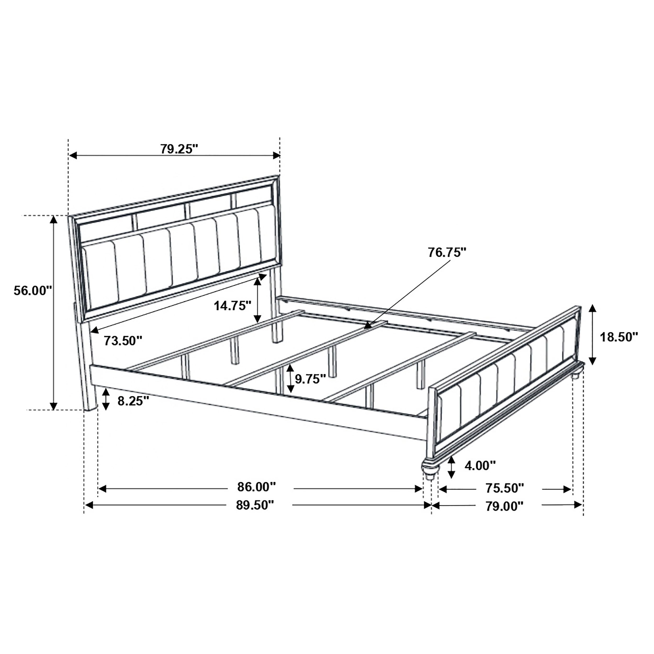 Barzini Bedroom Set with Upholstered Headboard Black