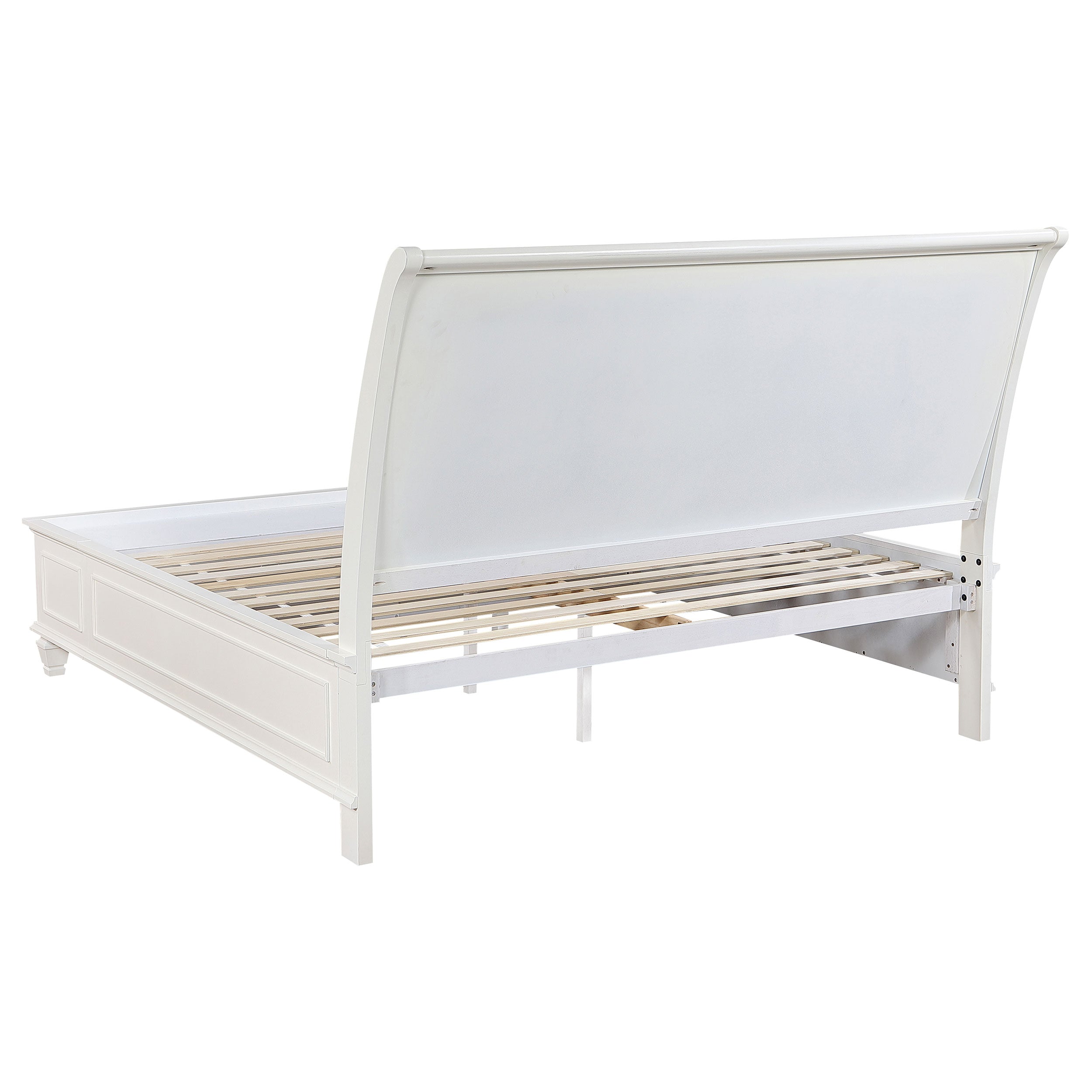 Sandy Beach Wood Queen Storage Panel Bed Cream White