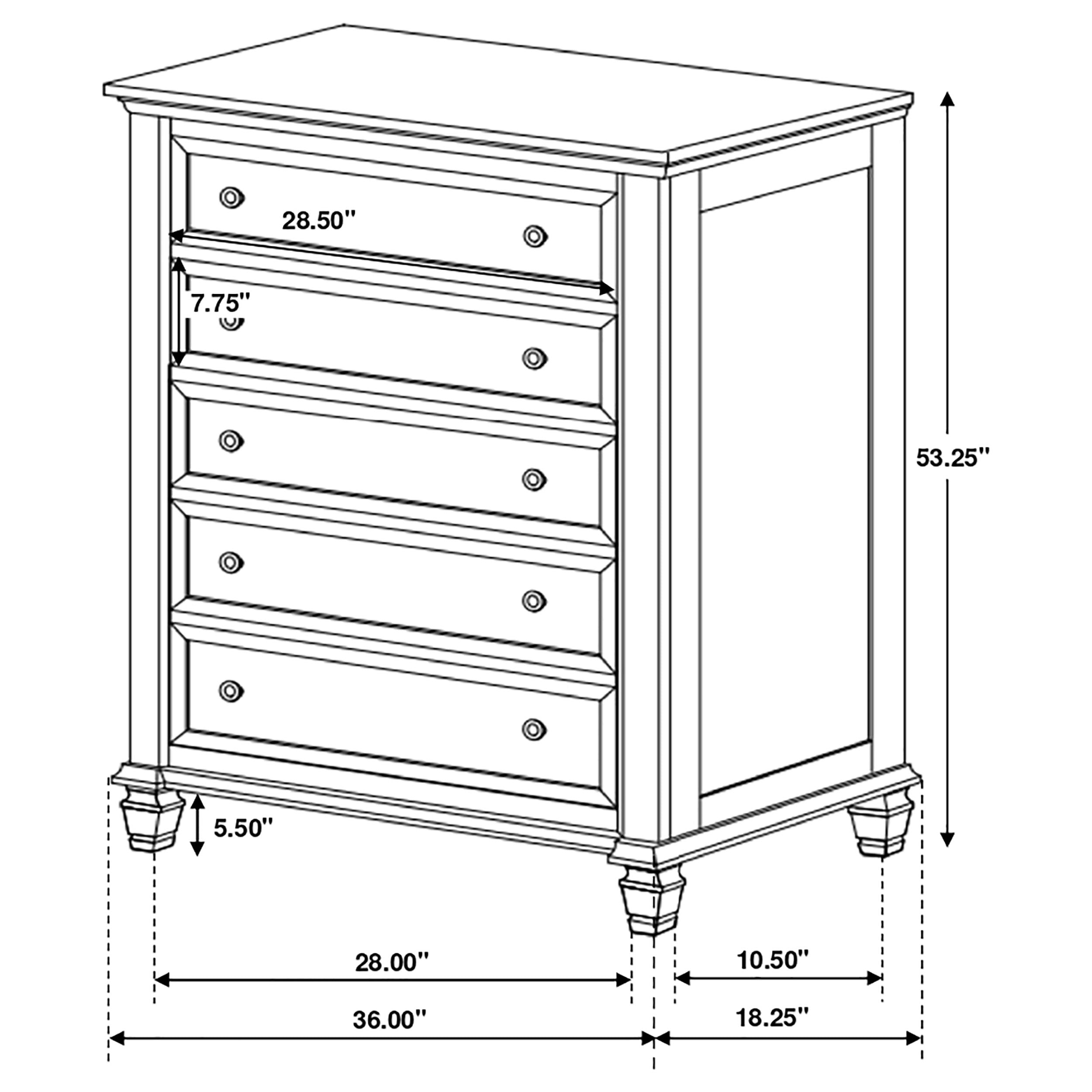 Sandy Beach 5-drawer Chest Black