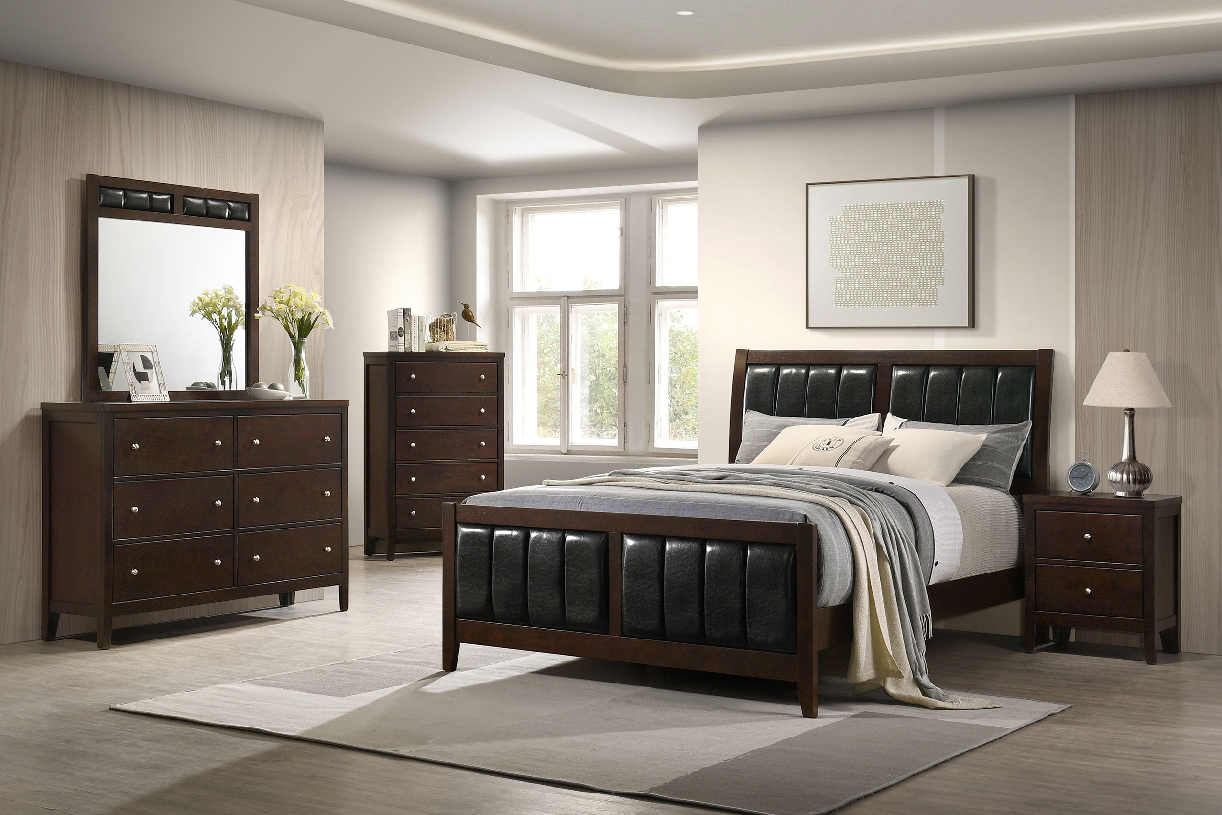 Carlton Wood Panel Bed Cappuccino