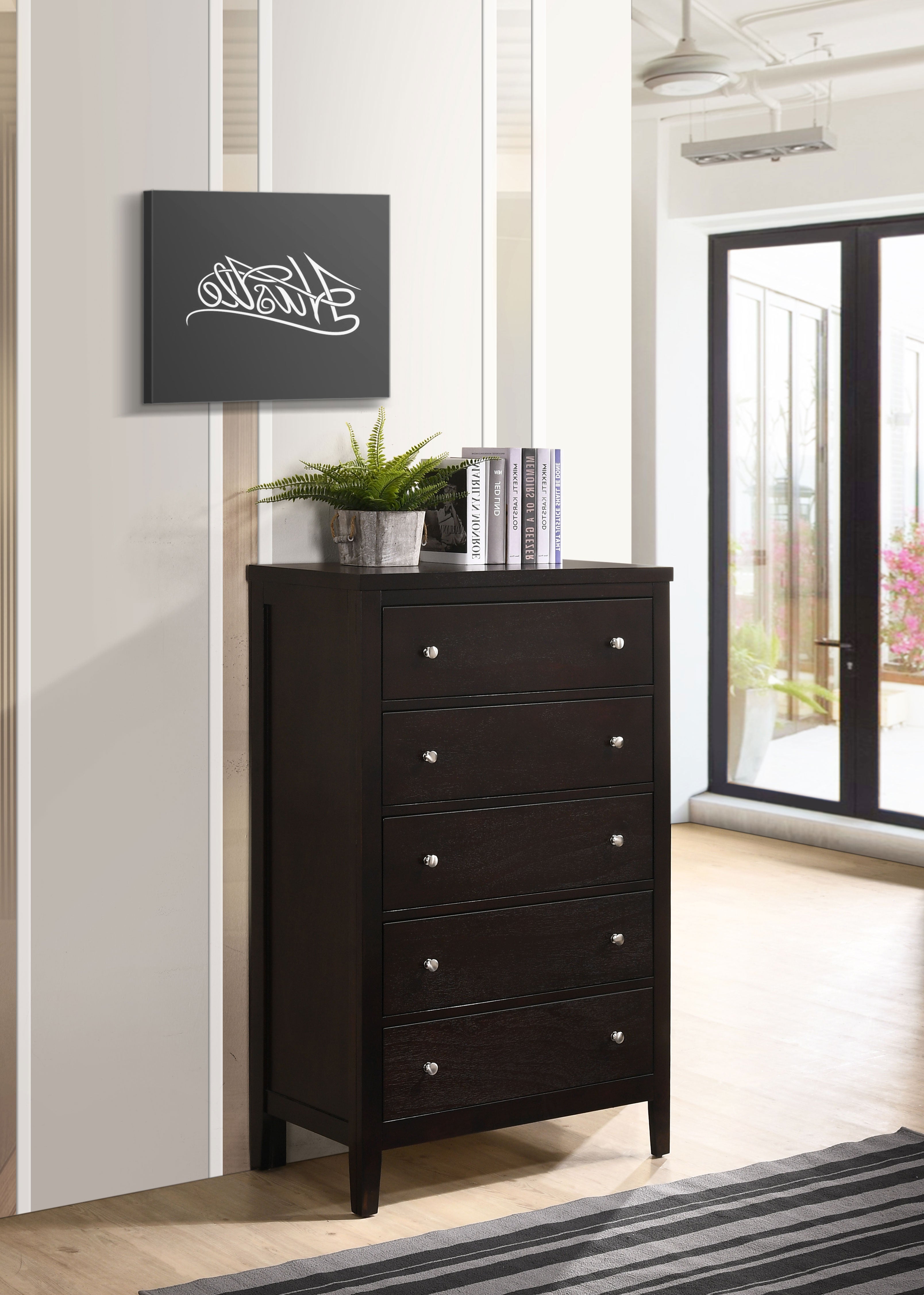 Carlton 5-drawer Rectangular Chest Cappuccino