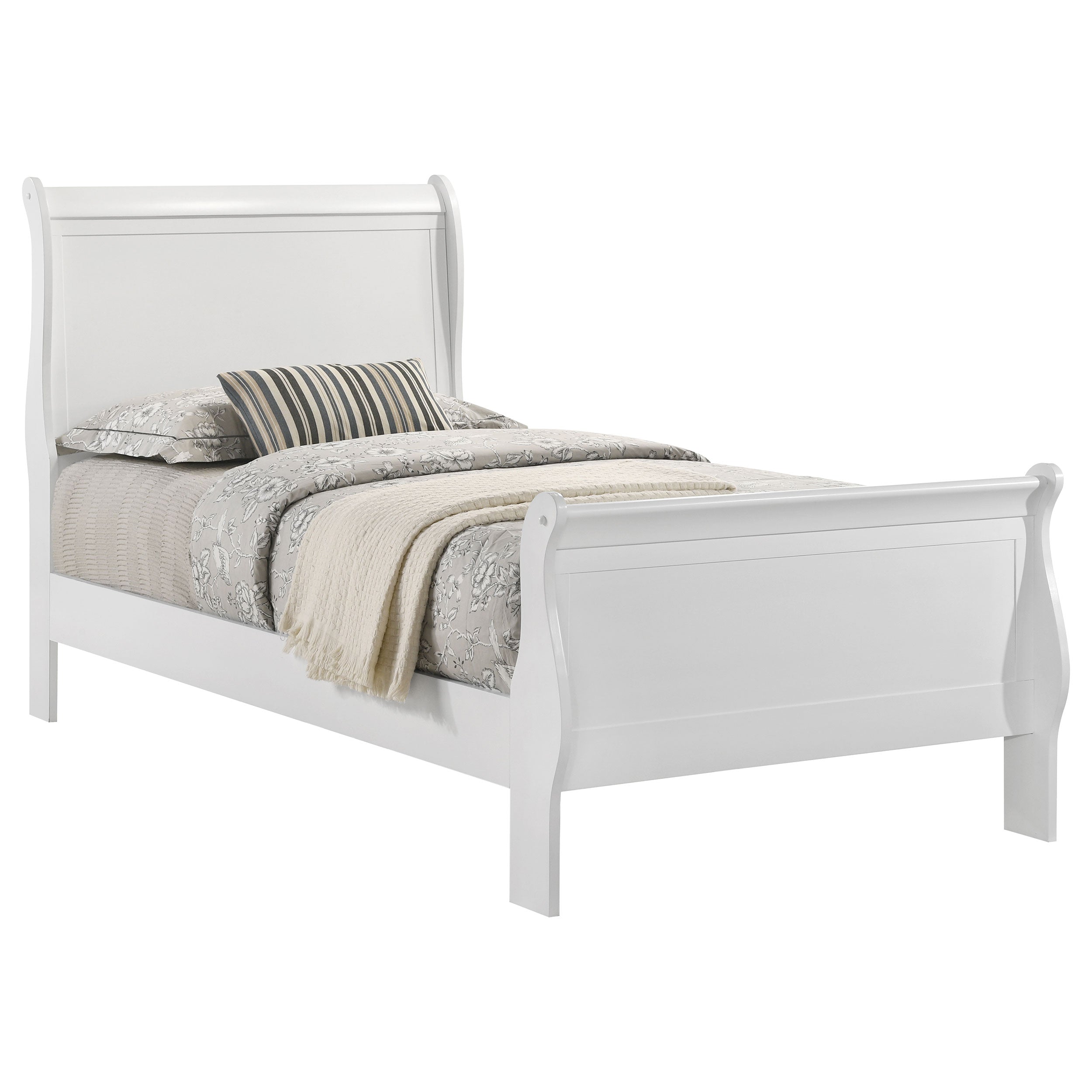 Louis Philippe 47-inch  Sleigh Panel Bed White